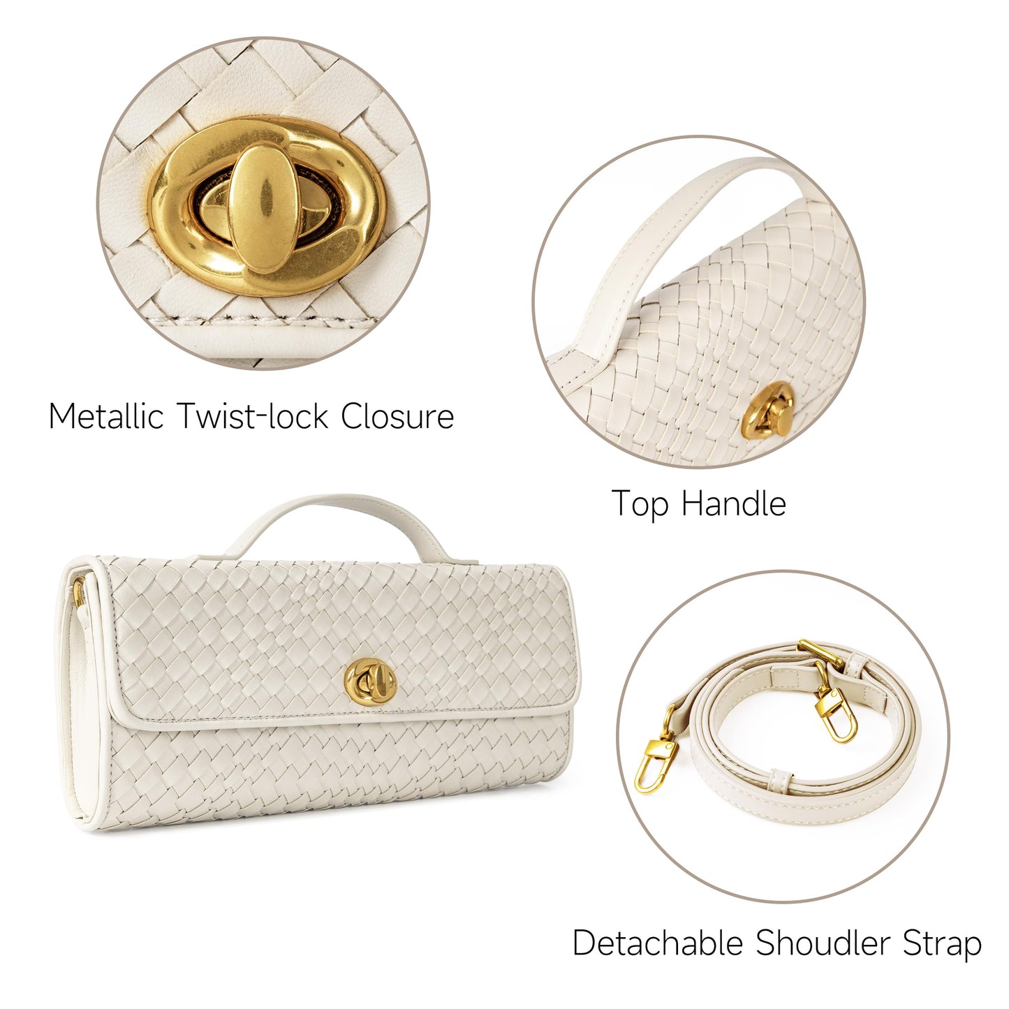 Joryin Woven Purse for Women Evening Clutch Woven Leather & Suede Handbags Crossbody Bag Purse Formal Evening Bag