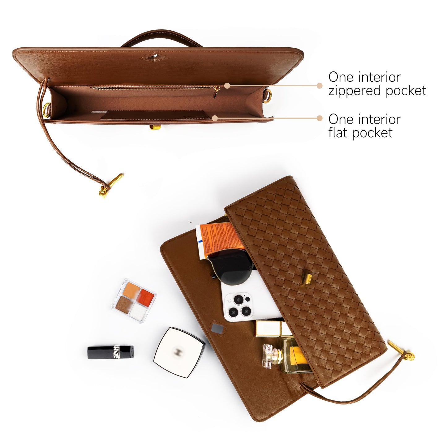 Joryin Woven Purse for Women Evening Clutch Woven Leather Handbags Crossbody Bag Purse Formal Evening Bag, Vegan Leather