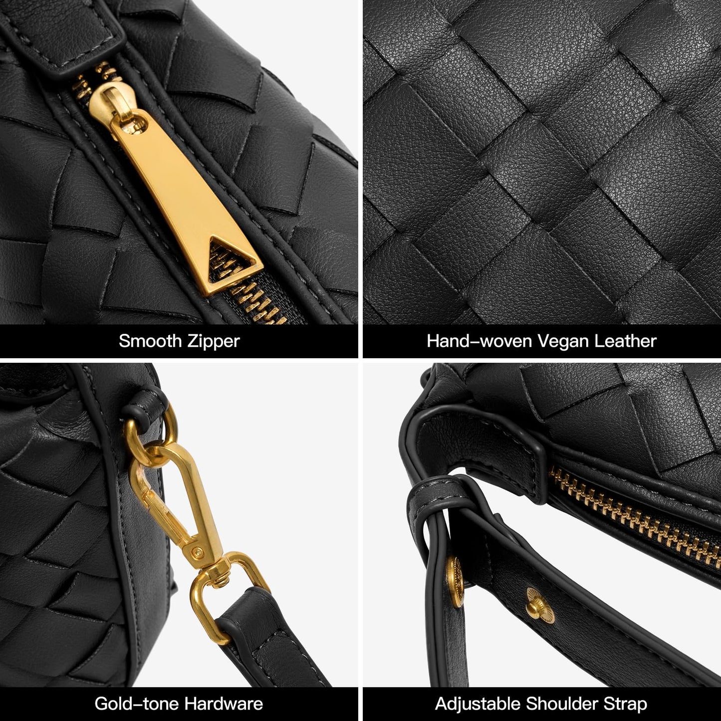 Joryin Woven Shoulder Bag for Women, Small Woven Purse Crossbody Bag Braided Handbag Top-Handle Vegan Leather Under Arm Bag Brown