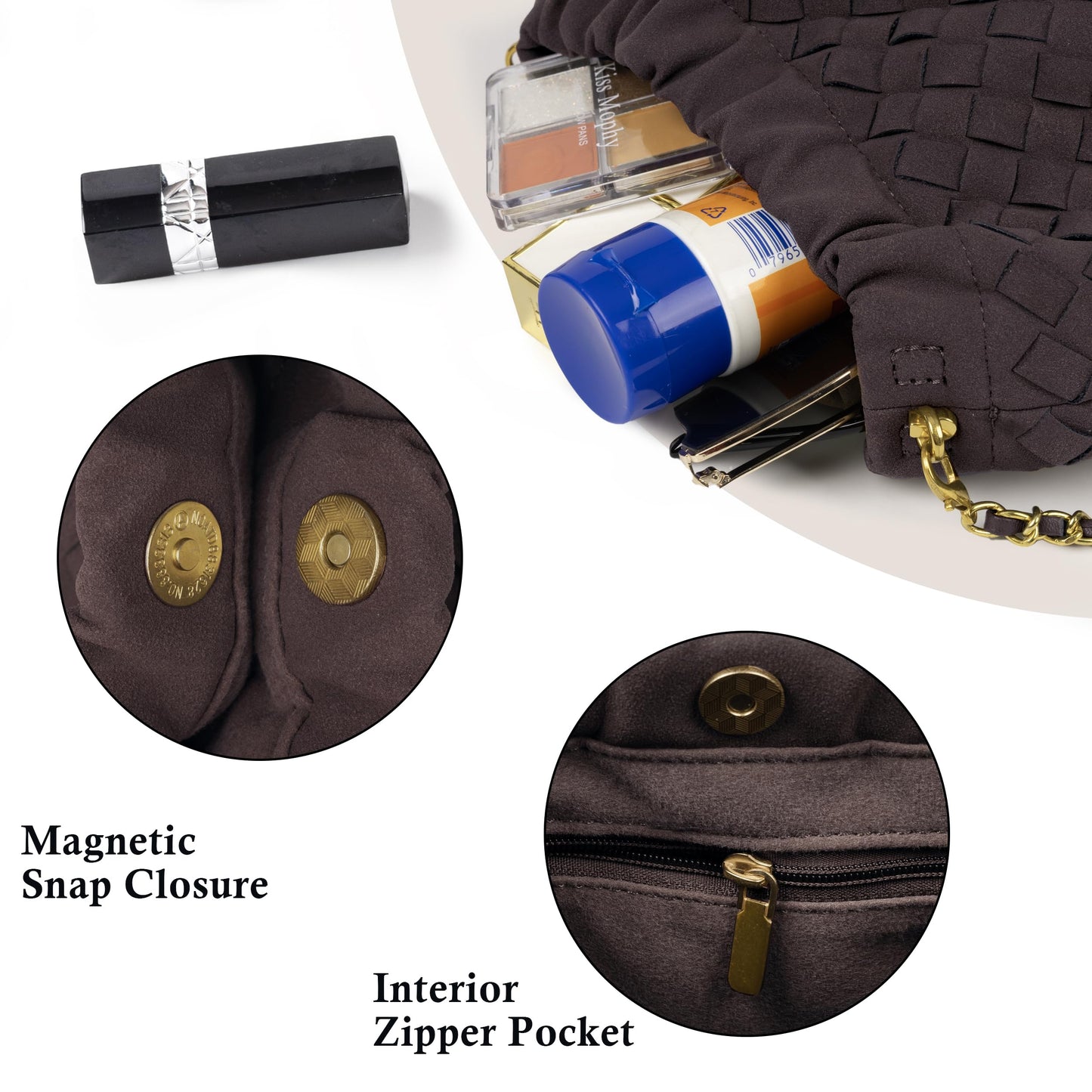 Joryin Woven Women's Crossbody Bag & Evening Purse, Trendy Dumpling Clutch & Hobo Cloud Shoulder Bag Trendy Dumpling Clutch