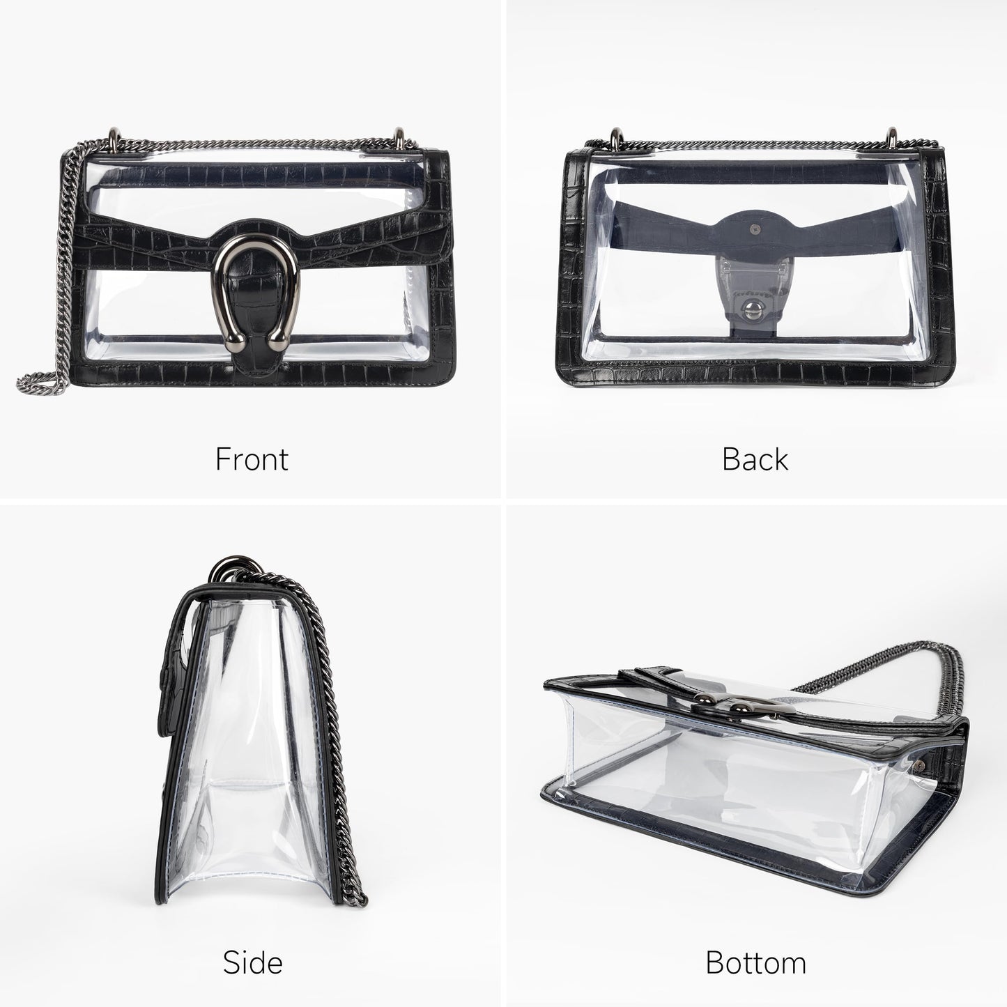 Joryin Women's Stadium Approved Crossbody Bag for Women, Small Clear Bag Shoudler Purse with Chain Strap
