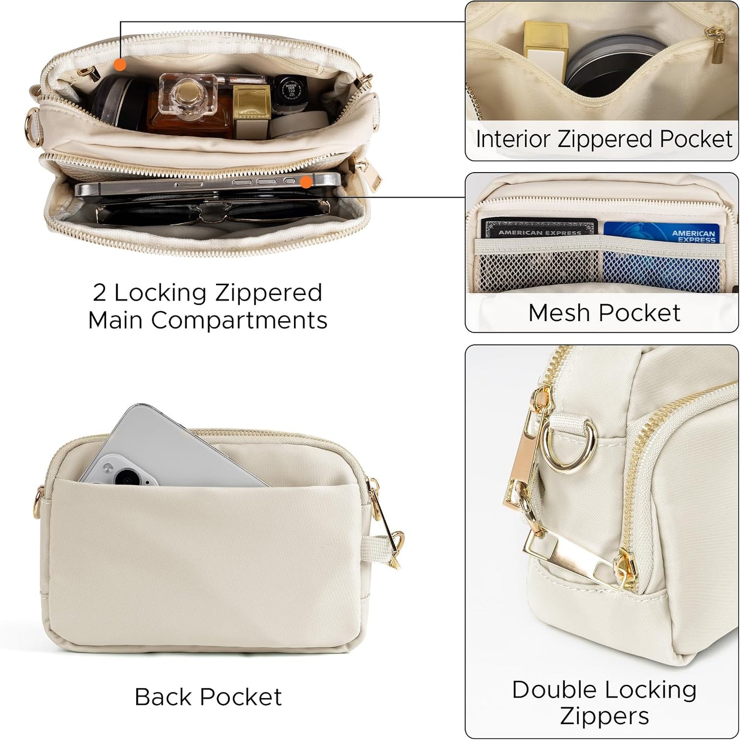 Joryin Anti Theft Crossbody Bag for Women, Slash-resistant RFID Blocking Travel Purses, 1.35L/3L Shoulder Bag, Nylon