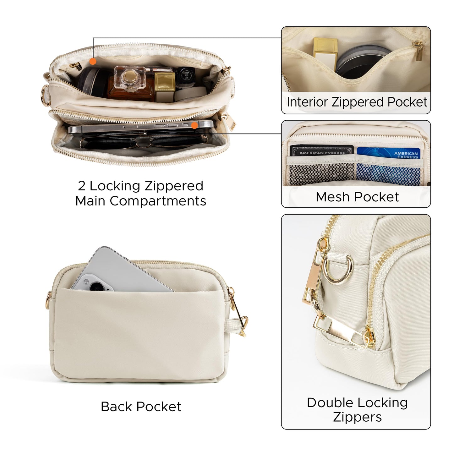 Joryin Anti Theft Crossbody Bag for Women, Slash-resistant RFID Blocking Travel Purses, Small Shoulder Bag Handbag, Nylon
