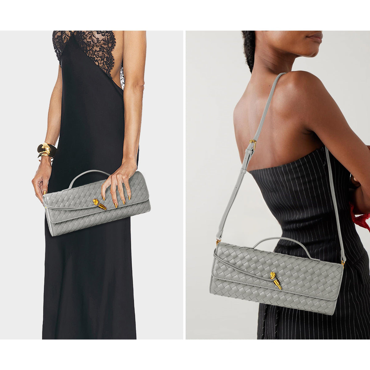 Joryin Woven Purse for Women Evening Clutch Woven Leather Handbags Crossbody Bag Purse Formal Evening Bag, Vegan Leather