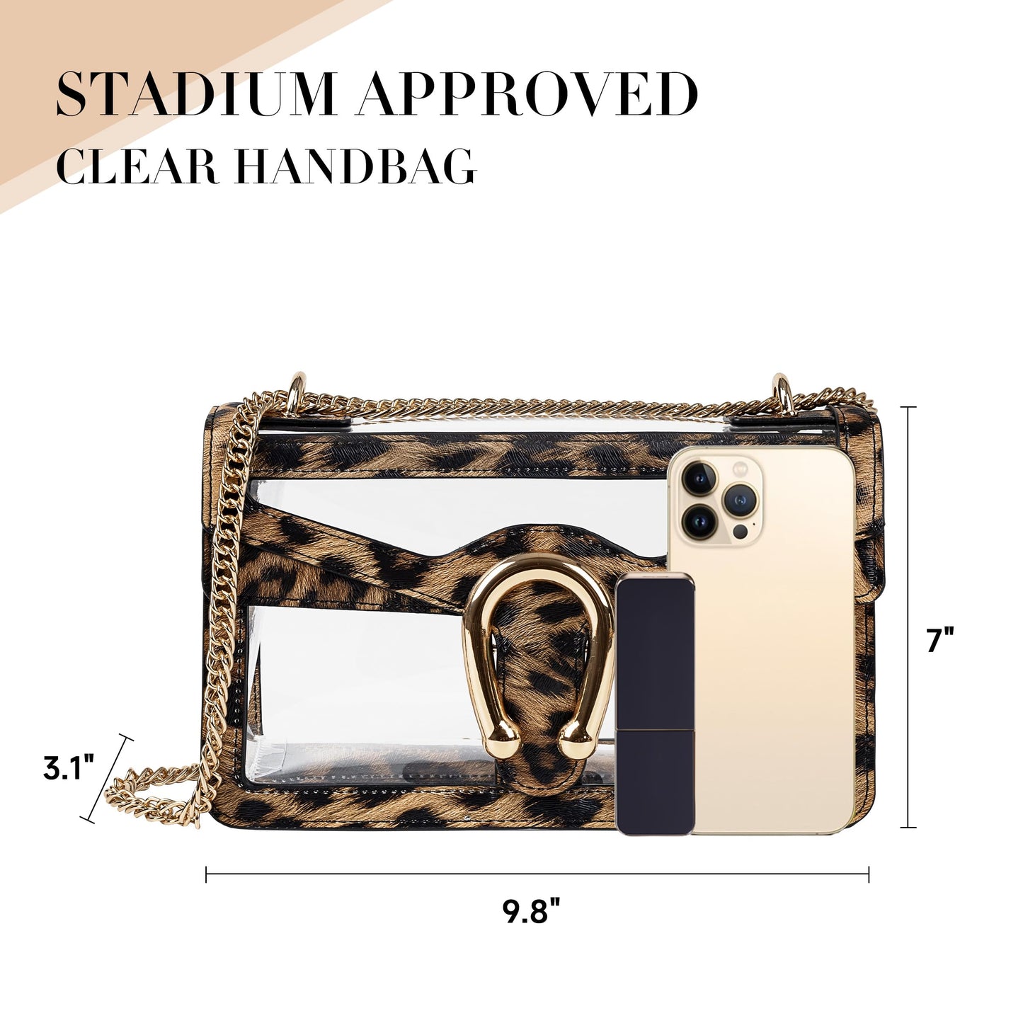 Joryin Women's Stadium Approved Crossbody Bag for Women, Small Clear Bag Shoudler Purse with Chain Strap
