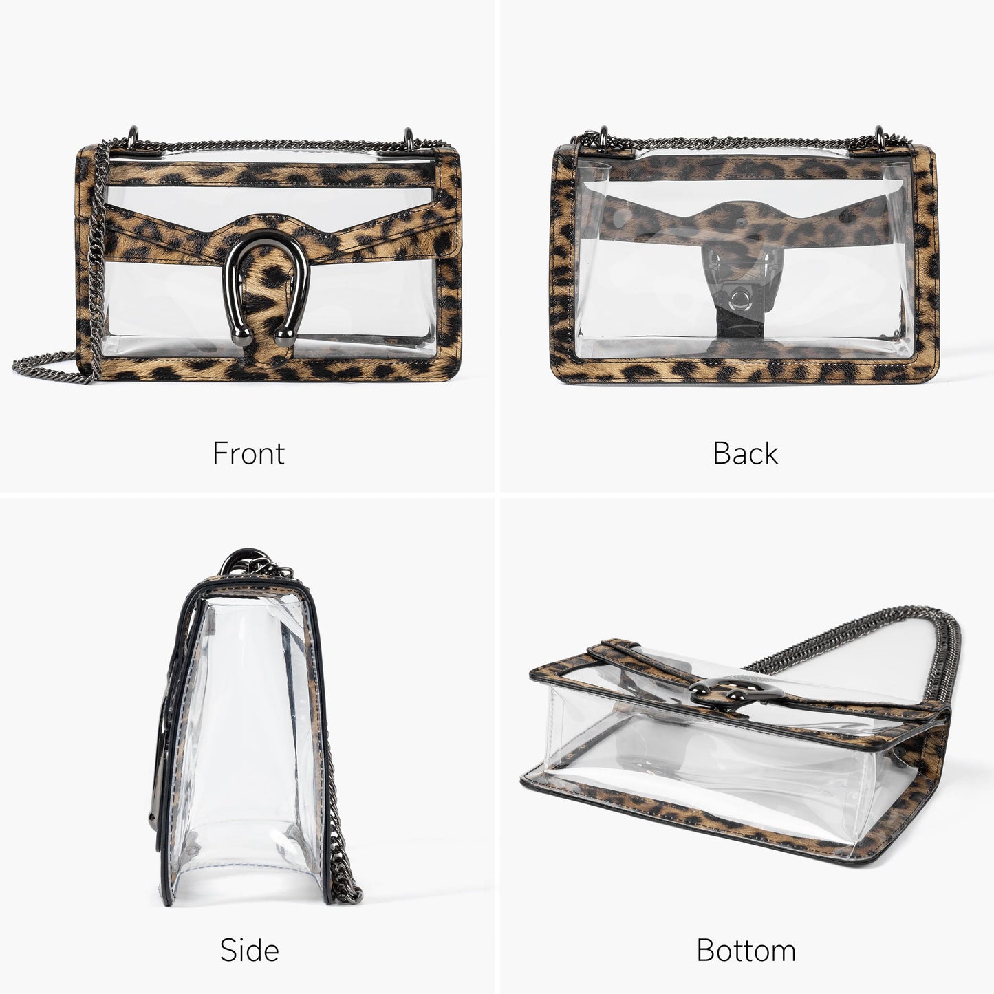 Joryin Women's Stadium Approved Crossbody Bag for Women, Small Clear Bag Shoudler Purse with Chain Strap