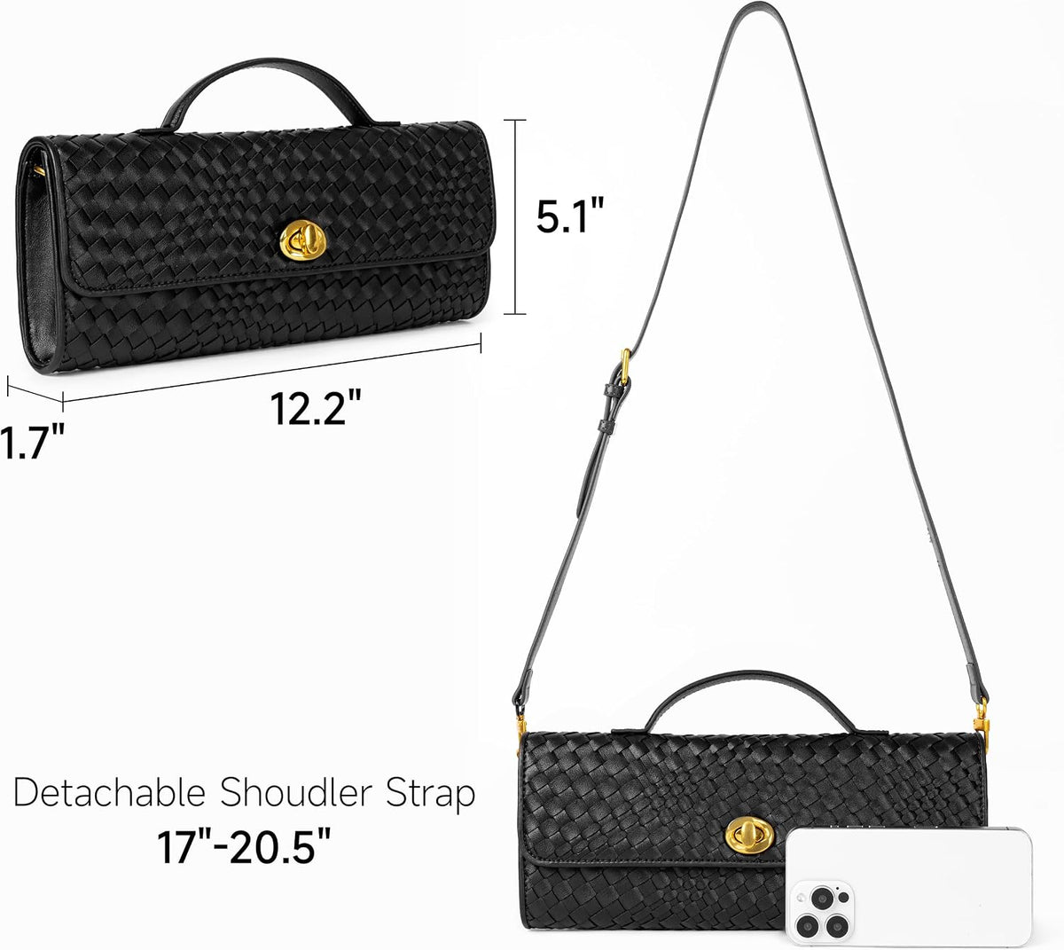Joryin Woven Purse for Women Evening Clutch Woven Leather & Suede Handbags Crossbody Bag Purse Formal Evening Bag