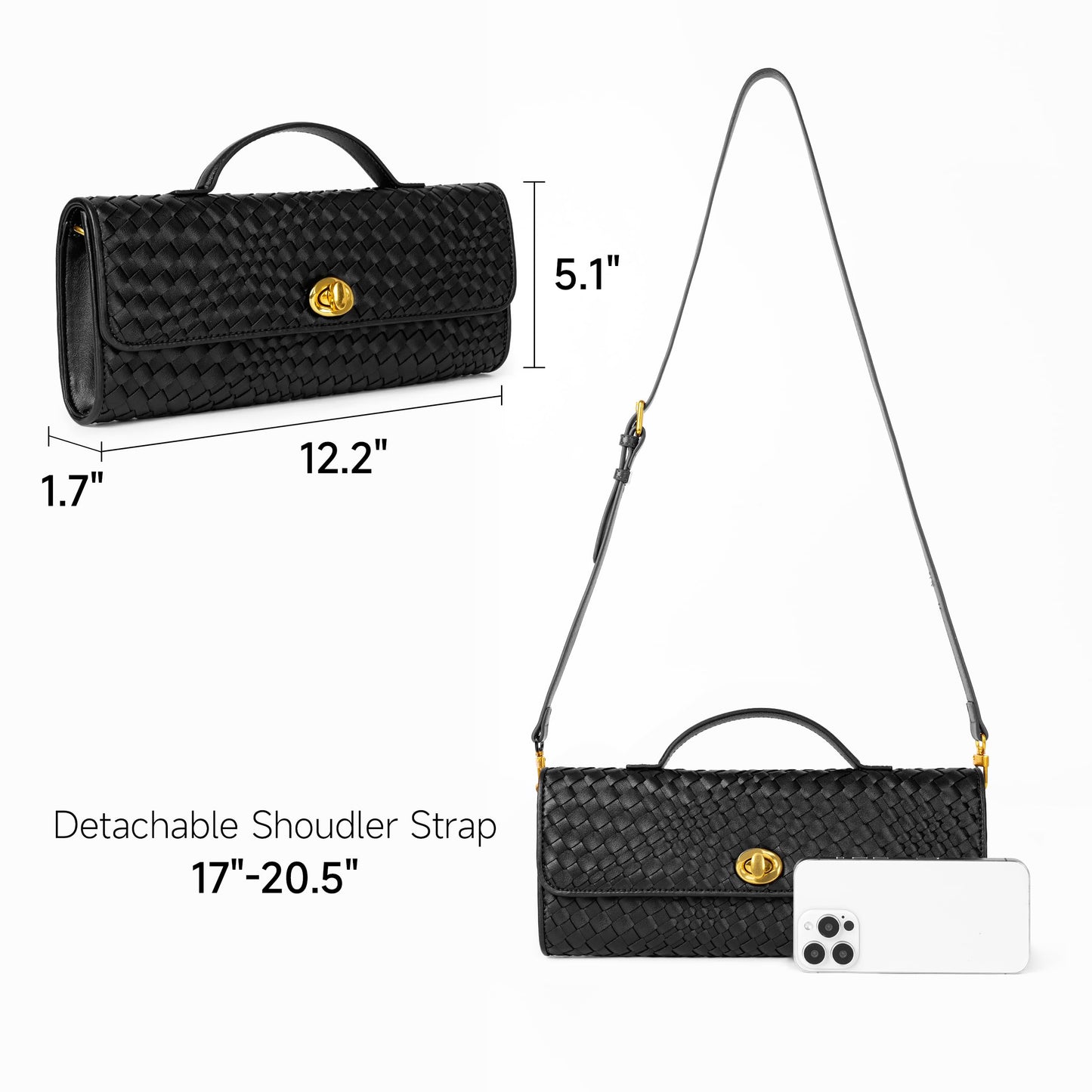 Joryin Woven Purse for Women Evening Clutch Woven Leather & Suede Handbags Crossbody Bag Purse Formal Evening Bag