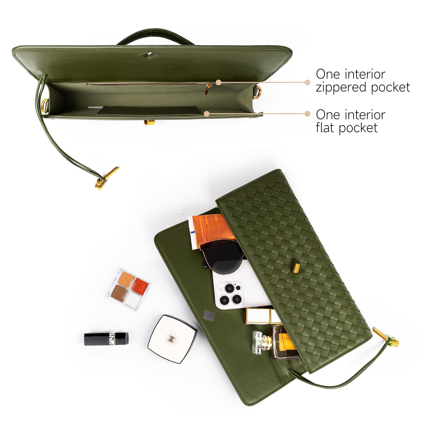 Joryin Woven Purse for Women Evening Clutch Woven Leather Handbags Crossbody Bag Purse Formal Evening Bag, Vegan Leather