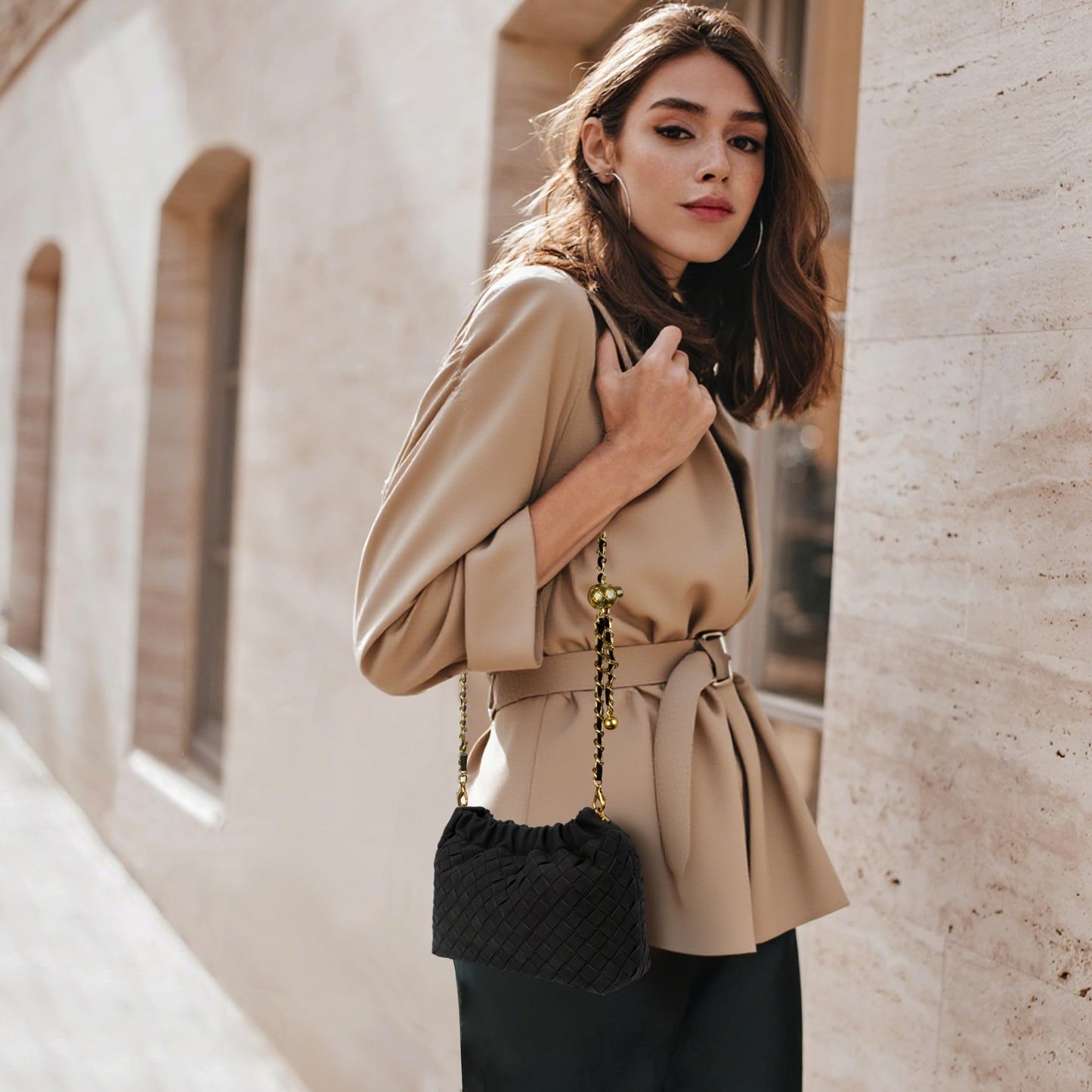 Joryin Woven Women's Crossbody Bag & Evening Purse, Trendy Dumpling Clutch & Hobo Cloud Shoulder Bag Trendy Dumpling Clutch