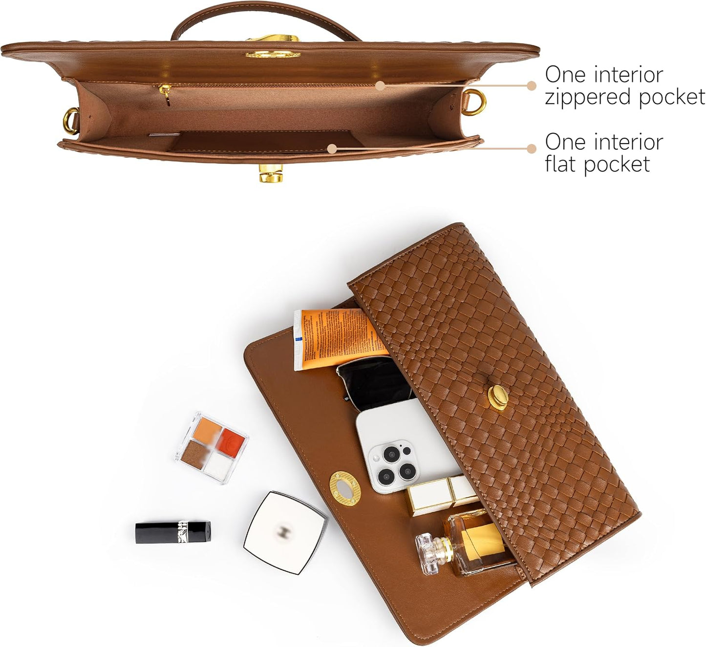 Joryin Woven Purse for Women Evening Clutch Woven Leather & Suede Handbags Crossbody Bag Purse Formal Evening Bag