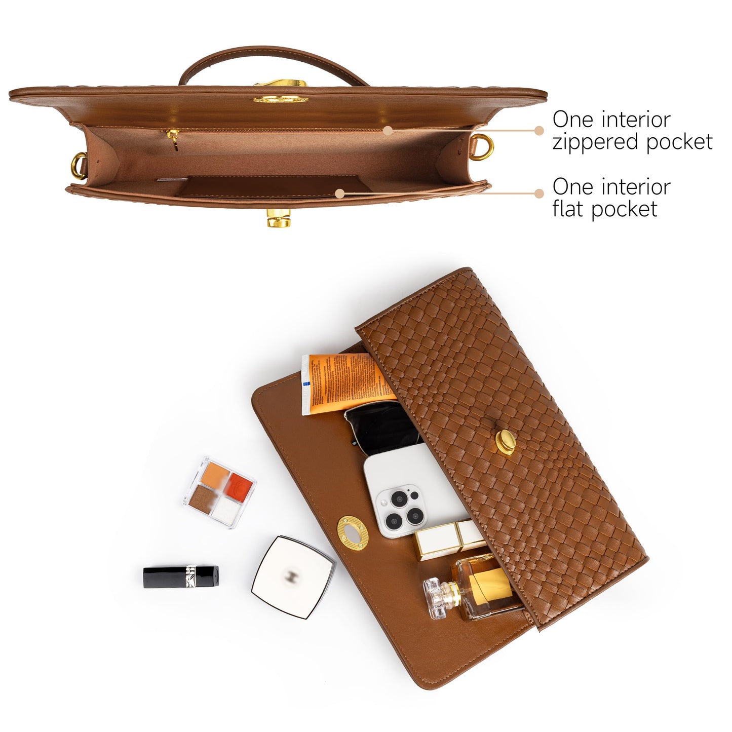 Joryin Woven Purse for Women Evening Clutch Woven Leather & Suede Handbags Crossbody Bag Purse Formal Evening Bag