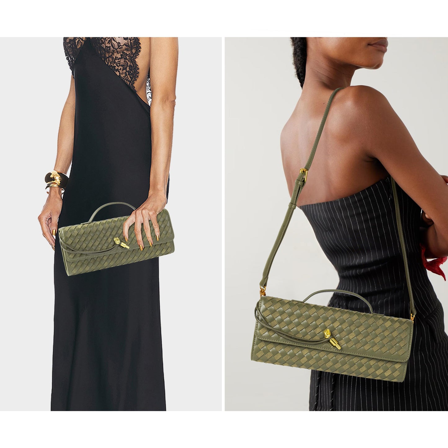Joryin Woven Purse for Women Evening Clutch Woven Leather & Suede Handbags Crossbody Bag Suede Purse Formal Evening Bag