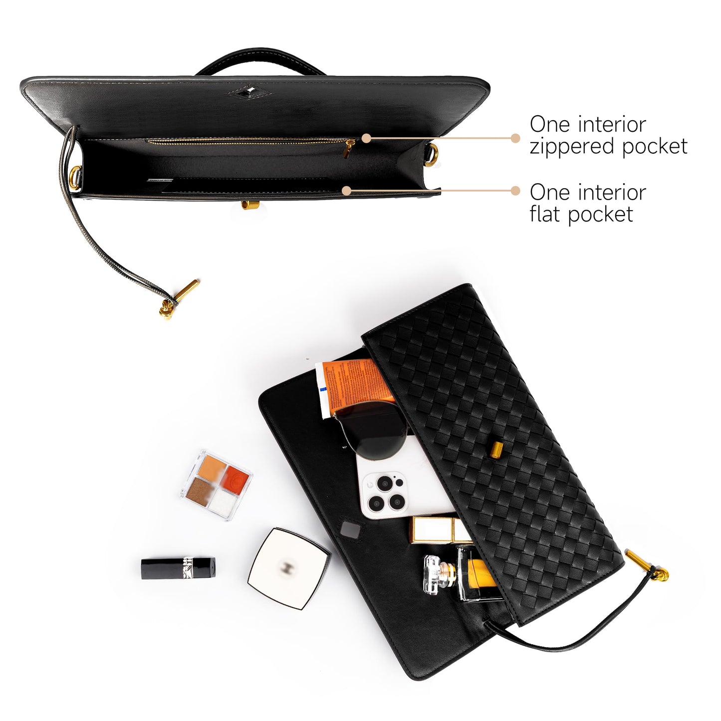 Joryin Woven Purse for Women Evening Clutch Woven Leather Handbags Crossbody Bag Purse Formal Evening Bag, Vegan Leather