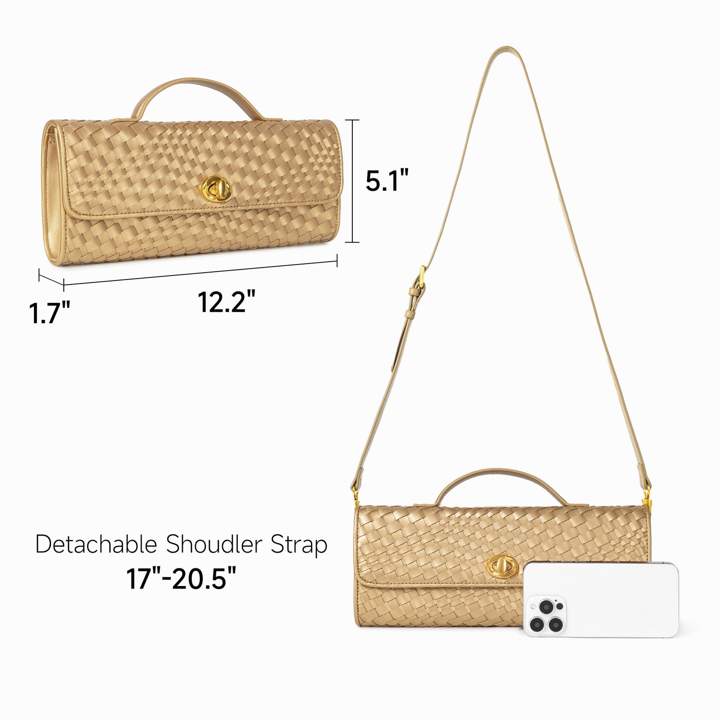 Joryin Woven Purse for Women Evening Clutch Woven Leather & Suede Handbags Crossbody Bag Purse Formal Evening Bag