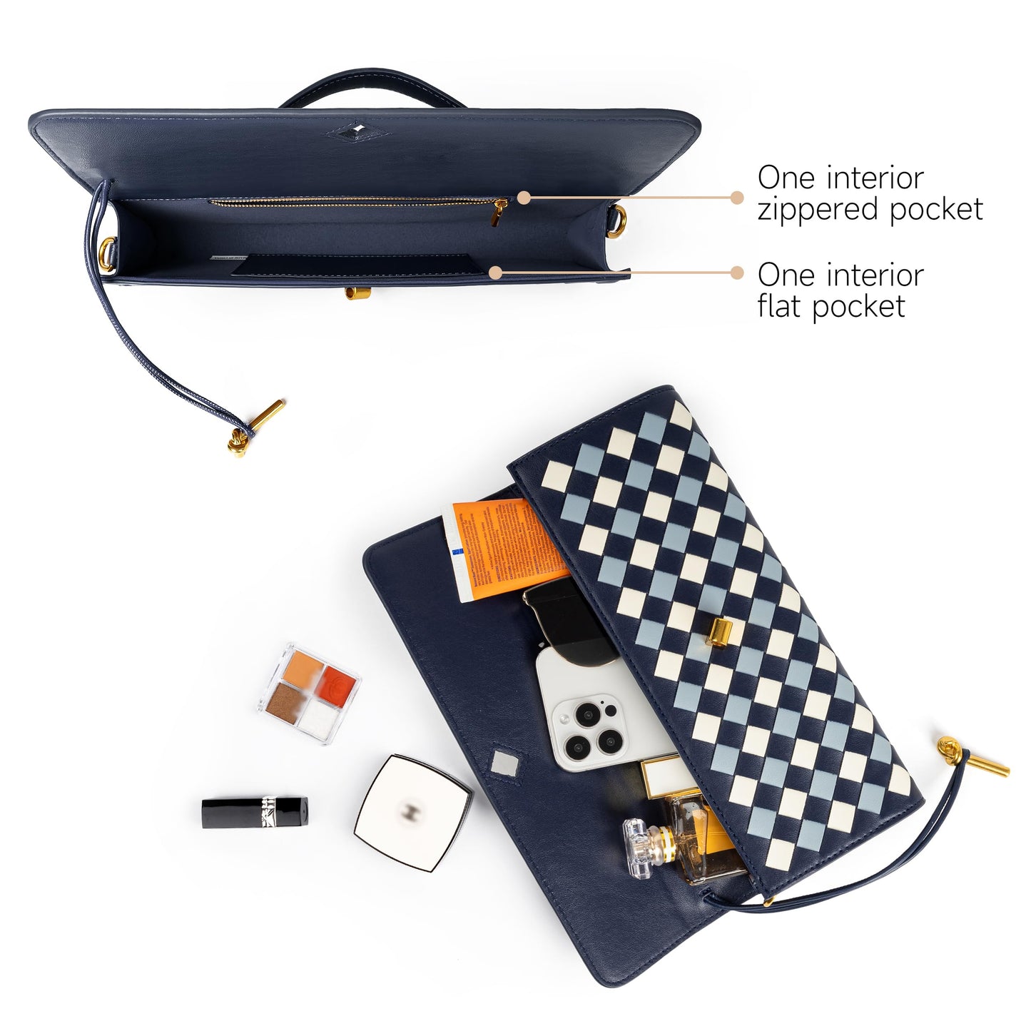 Joryin Woven Purse for Women Evening Clutch Woven Leather Handbags Crossbody Bag Purse Formal Evening Bag, Vegan Leather