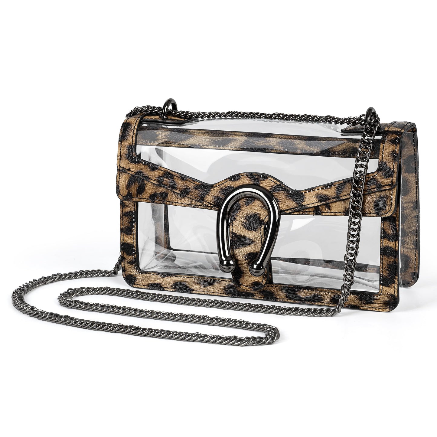 Joryin Women's Stadium Approved Crossbody Bag for Women, Small Clear Bag Shoudler Purse with Chain Strap