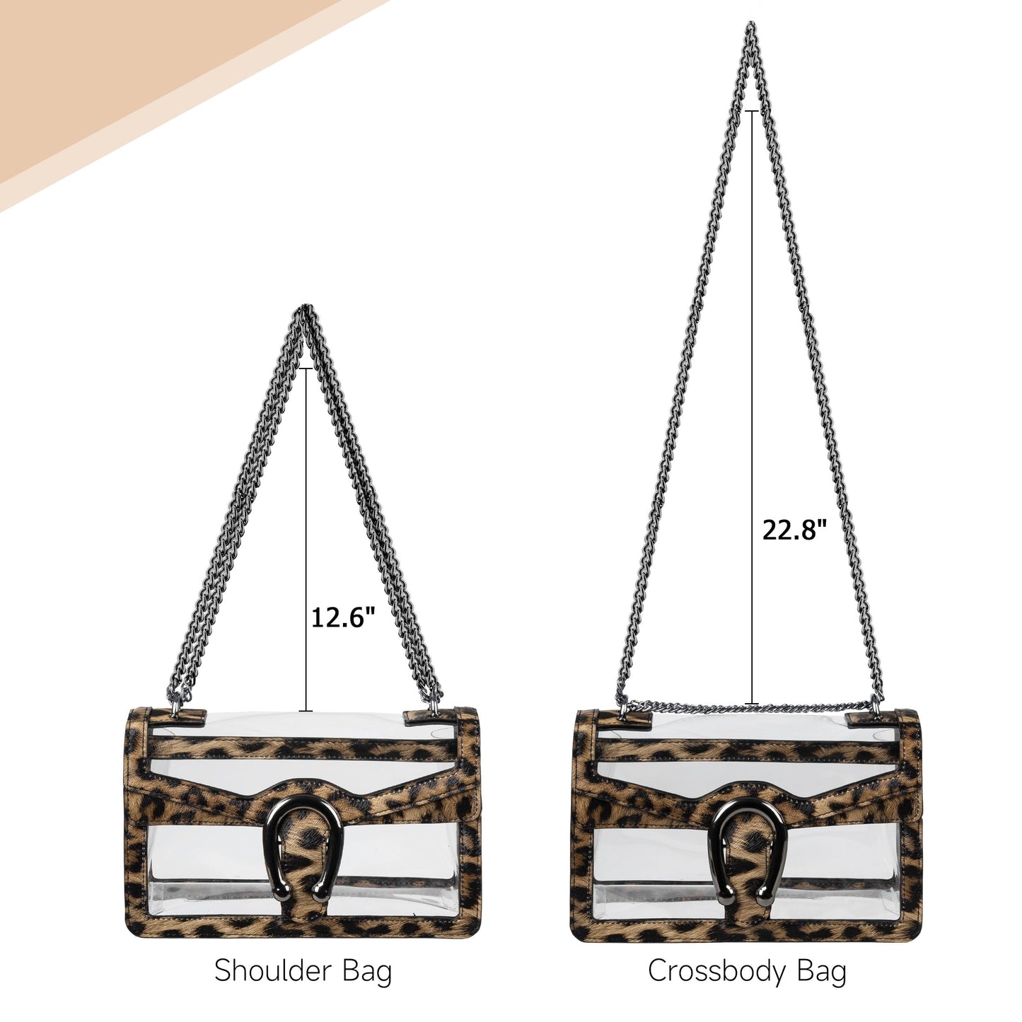 Joryin Women's Stadium Approved Crossbody Bag for Women, Small Clear Bag Shoudler Purse with Chain Strap