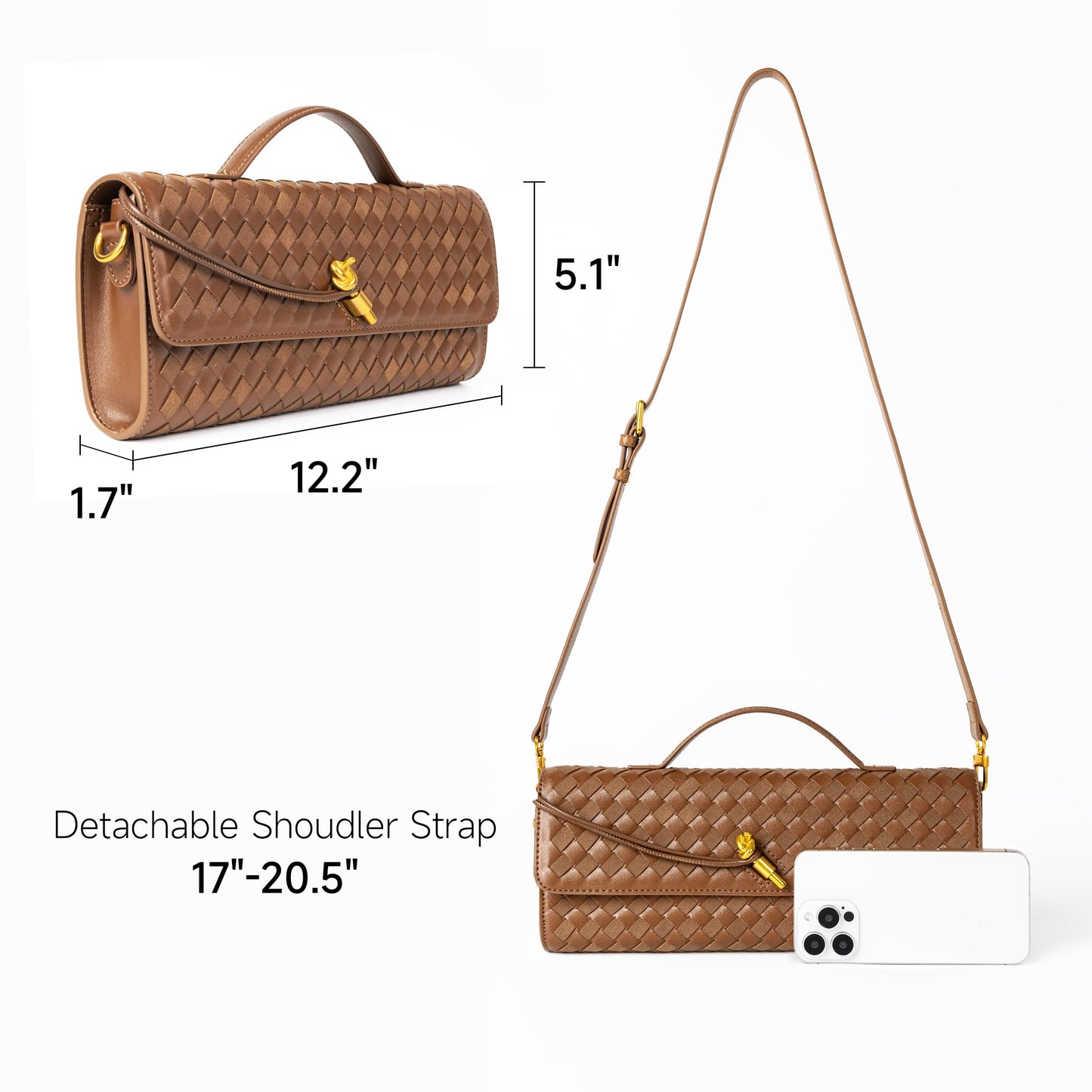 Joryin Woven Purse for Women Evening Clutch Woven Leather & Suede Handbags Crossbody Bag Suede Purse Formal Evening Bag