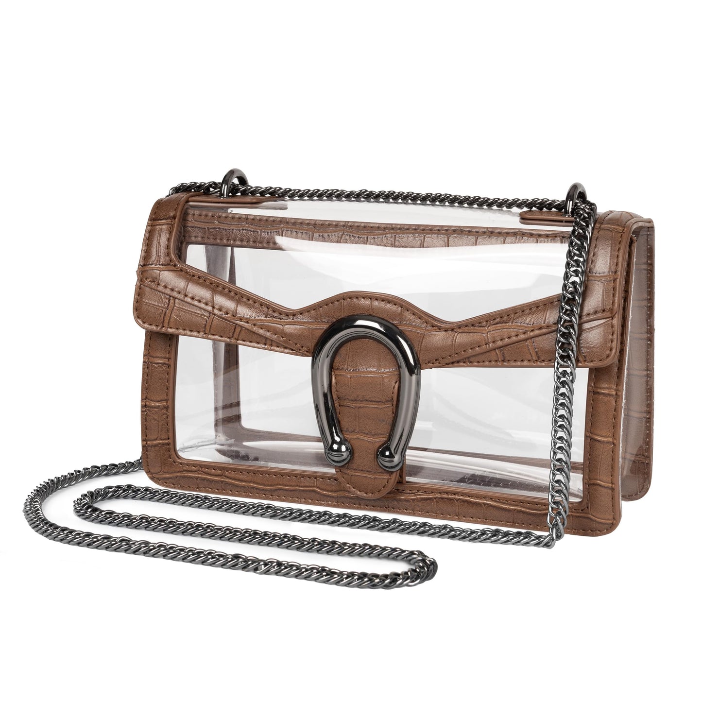 Joryin Women's Stadium Approved Crossbody Bag for Women, Small Clear Bag Shoudler Purse with Chain Strap