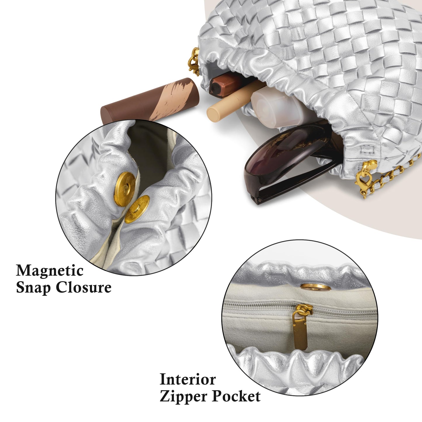 Joryin Woven Women's Crossbody Bag & Evening Purse, Trendy Dumpling Clutch & Hobo Cloud Shoulder Bag Trendy Dumpling Clutch