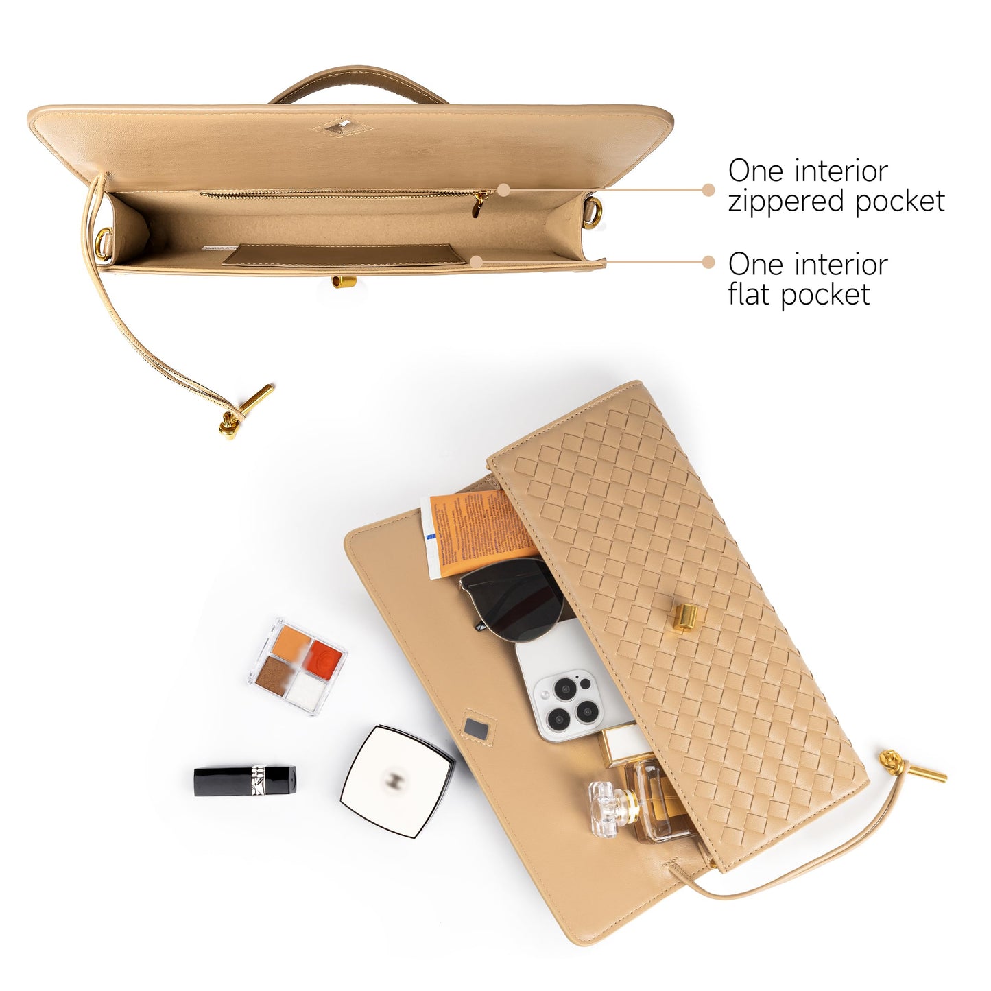 Joryin Woven Purse for Women Evening Clutch Woven Leather Handbags Crossbody Bag Purse Formal Evening Bag, Vegan Leather