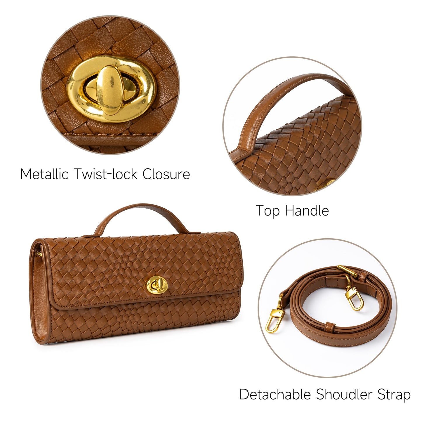 Joryin Woven Purse for Women Evening Clutch Woven Leather & Suede Handbags Crossbody Bag Purse Formal Evening Bag