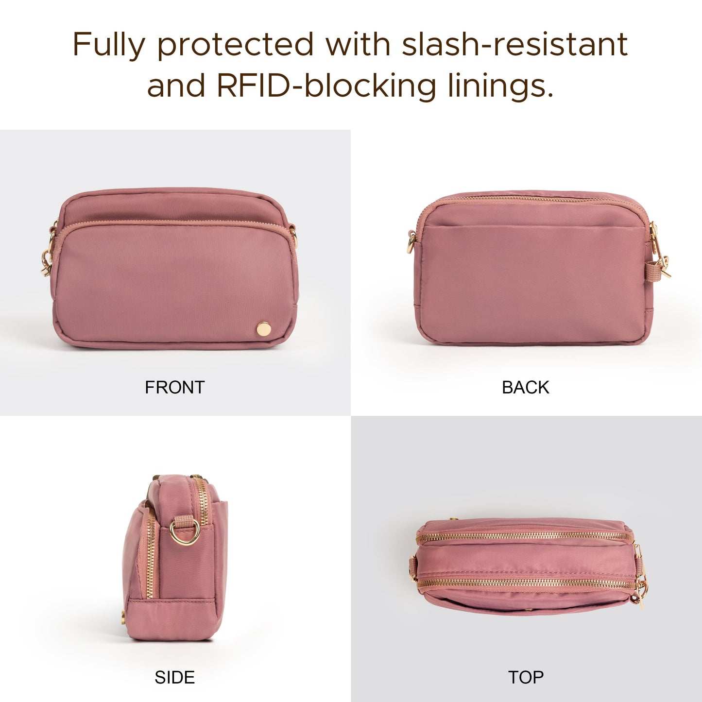 Joryin Anti Theft Crossbody Bag for Women, Slash-resistant RFID Blocking Travel Purses, 1.35L/3L Shoulder Bag, Nylon