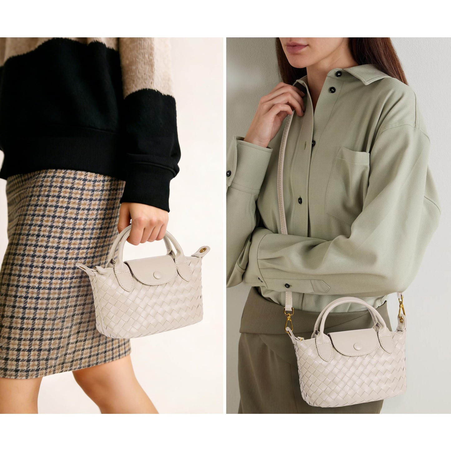 Joryin Hand Woven Purses for Women, Mini Crossbody Bag Dumpling Bag. Top Handle Bag Small Purse Braided Vegan Leather