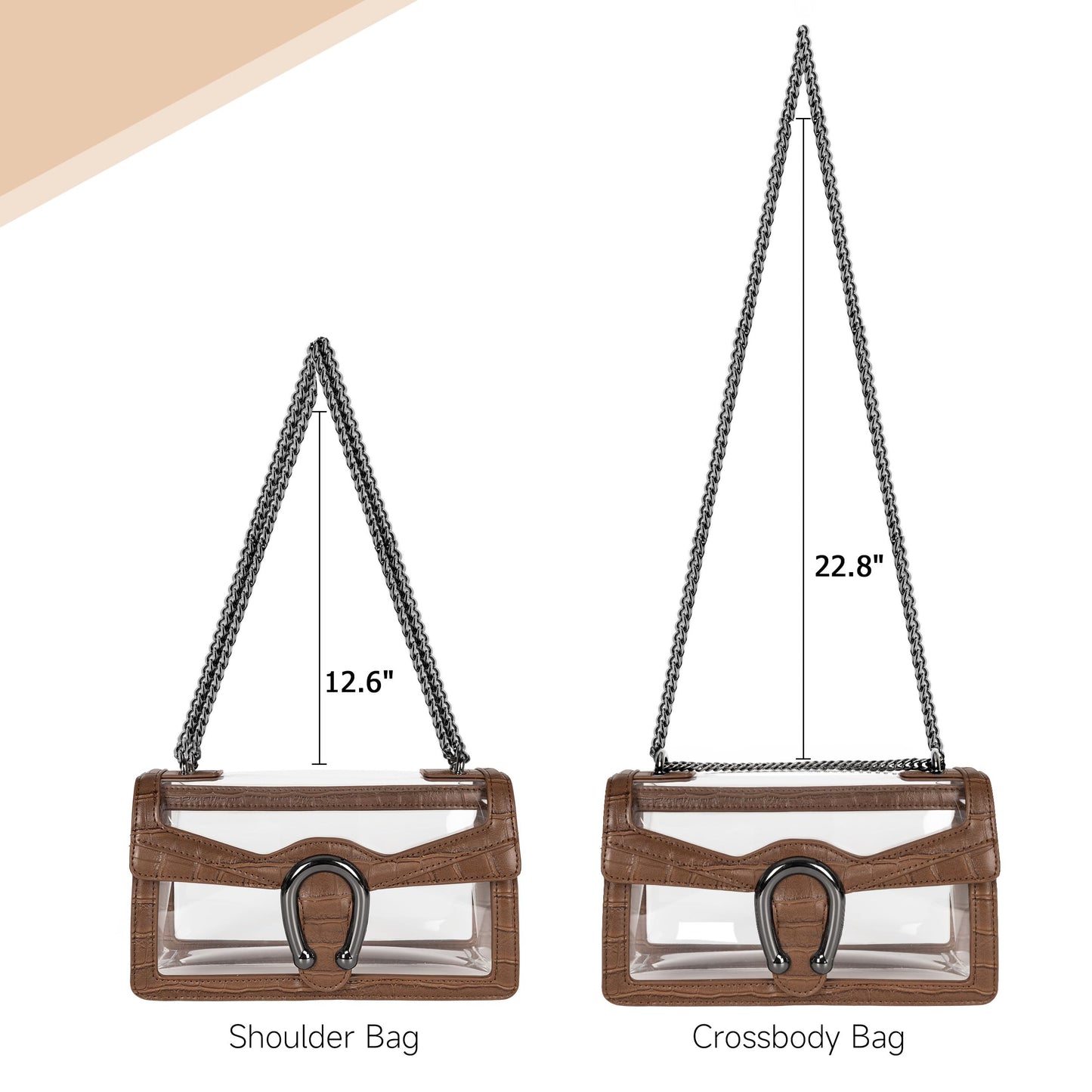 Joryin Women's Stadium Approved Crossbody Bag for Women, Small Clear Bag Shoudler Purse with Chain Strap