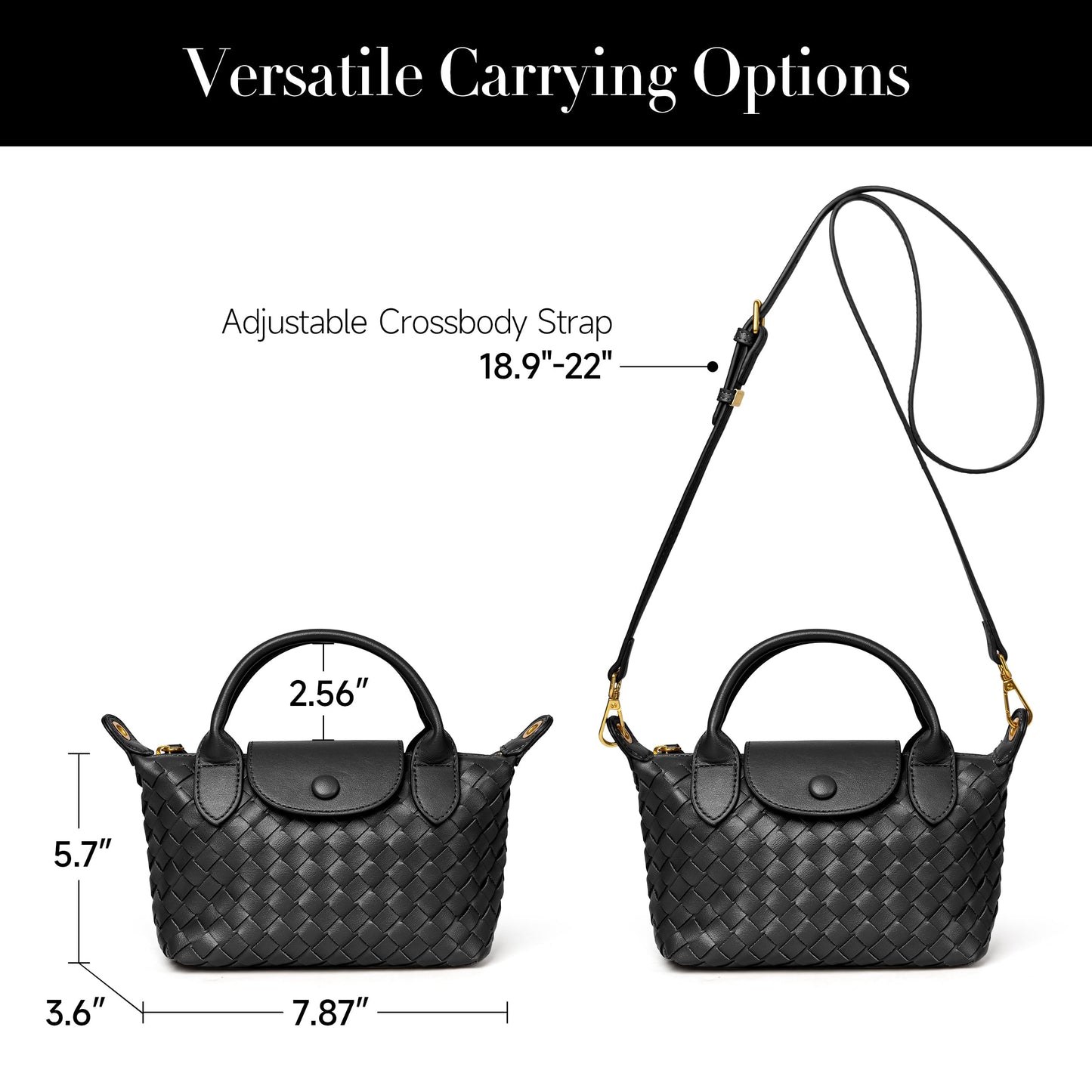 Joryin Hand Woven Purses for Women, Mini Crossbody Bag Dumpling Bag. Top Handle Bag Small Purse Braided Vegan Leather