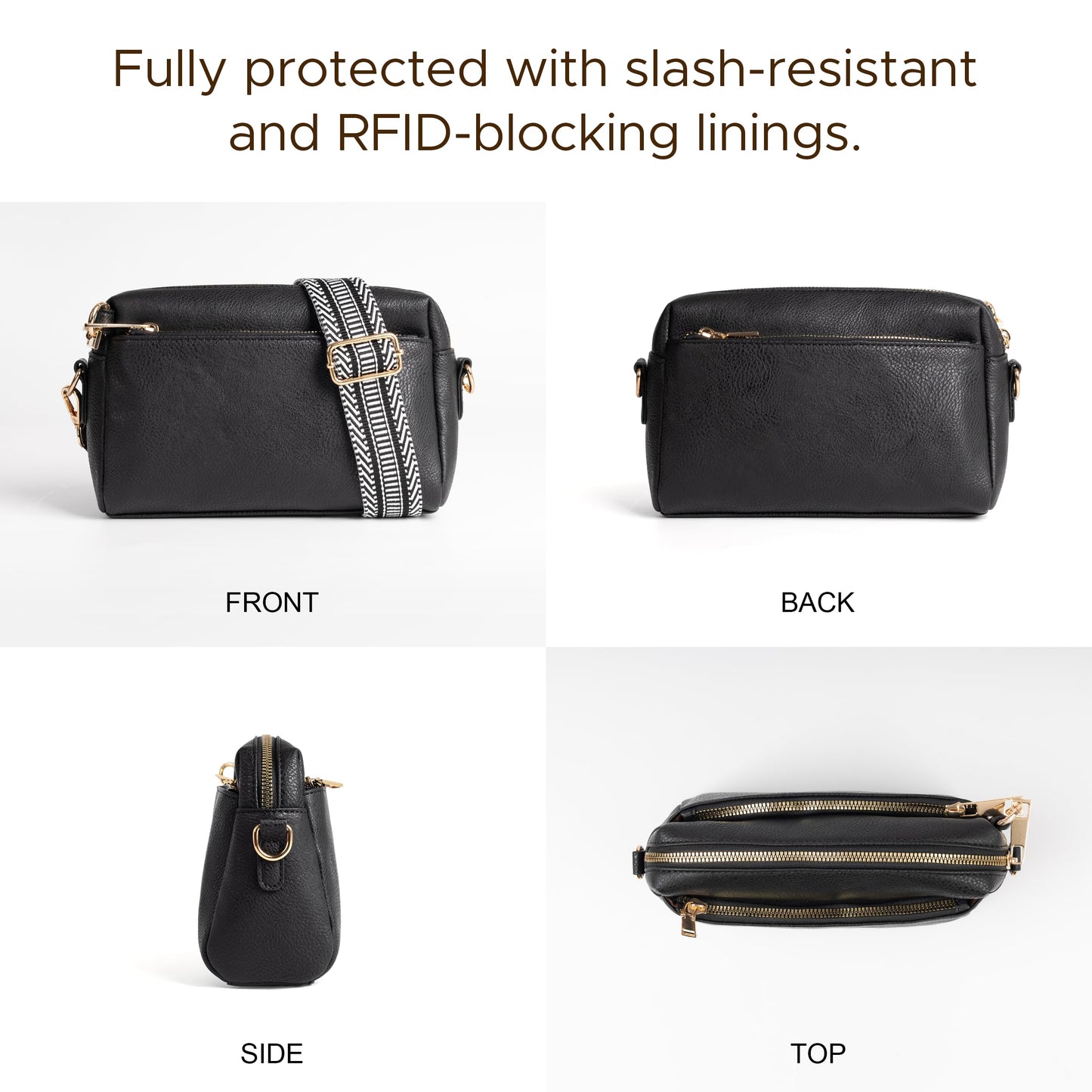 Anti Theft Crossbody Bag for Women, Slash-resistant RFID Blocking Travel Purses, Small Shoulder Bag Handbag