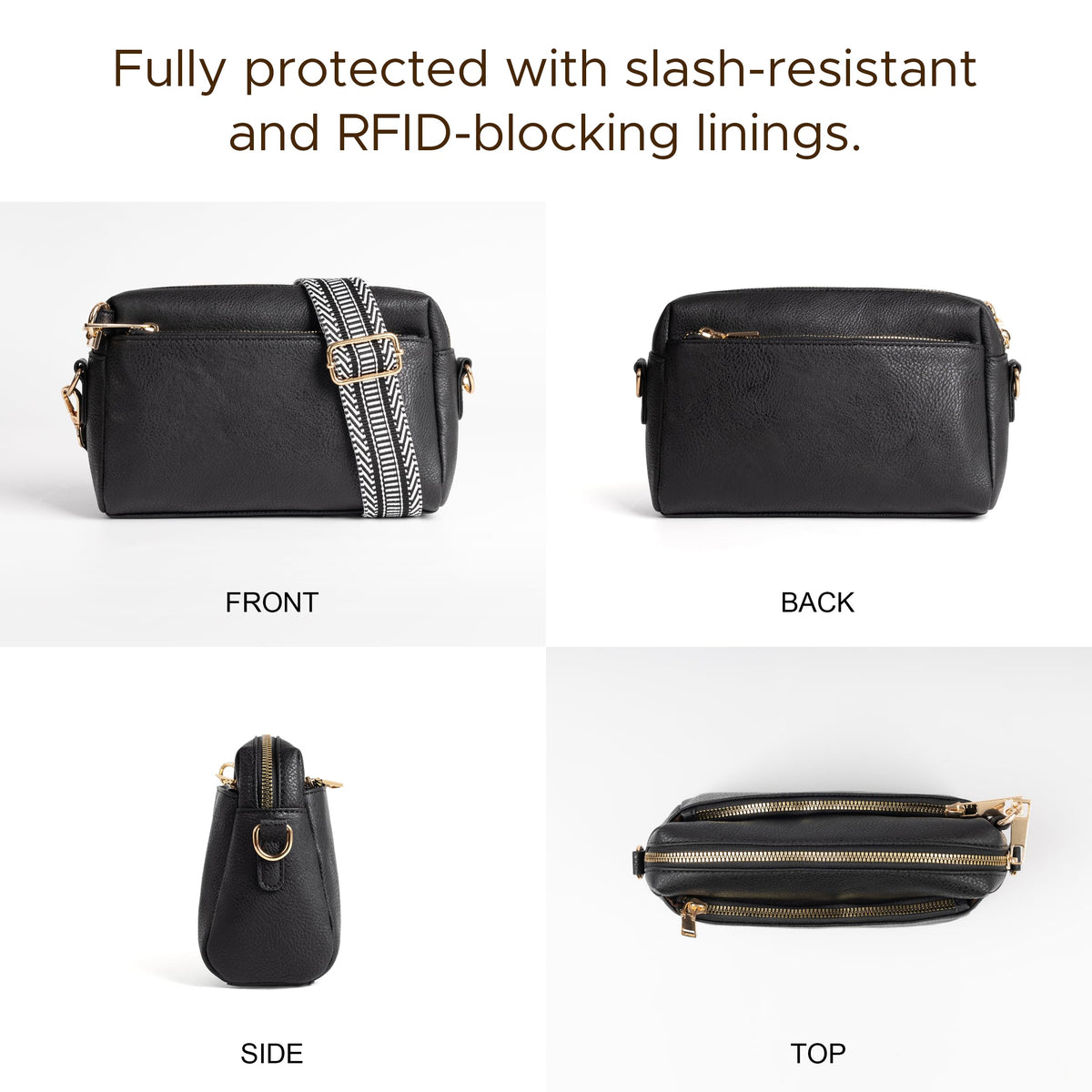 Anti Theft Crossbody Bag for Women, Slash-resistant RFID Blocking Travel Purses, Small Shoulder Bag Handbag