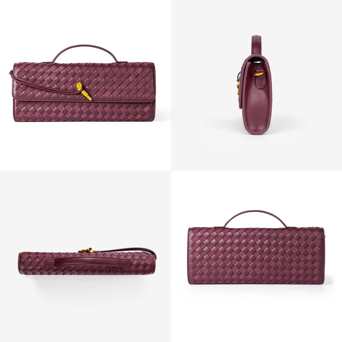Joryin Woven Purse for Women Evening Clutch Woven Leather & Suede Handbags Crossbody Bag Suede Purse Formal Evening Bag