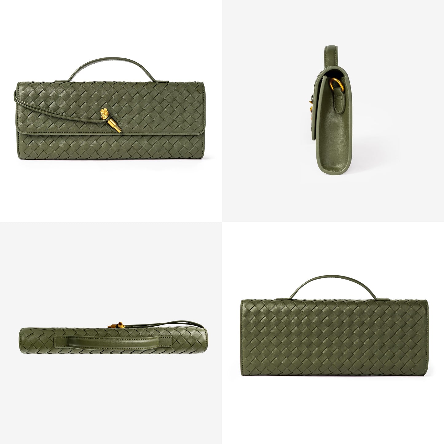 Joryin Woven Purse for Women Evening Clutch Woven Leather Handbags Crossbody Bag Purse Formal Evening Bag, Vegan Leather