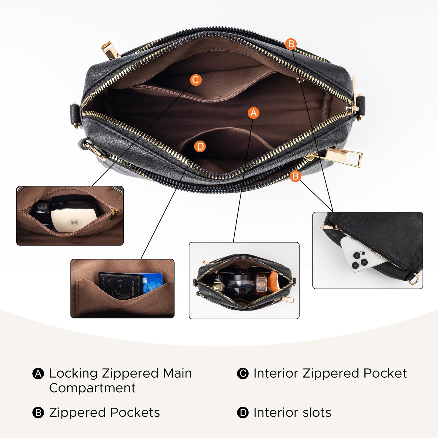 Anti Theft Crossbody Bag for Women, Slash-resistant RFID Blocking Travel Purses, Small Shoulder Bag Handbag