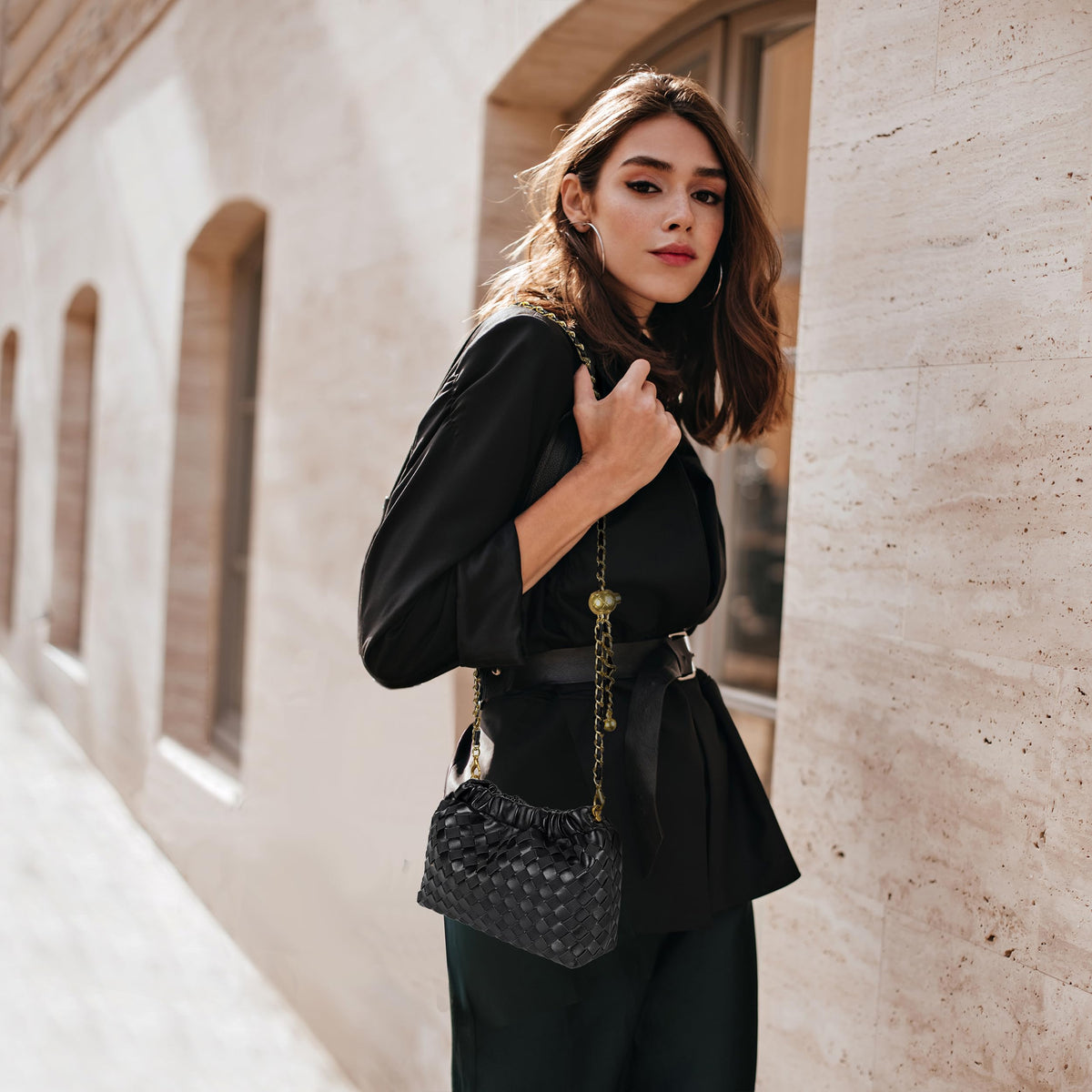 Joryin Woven Women's Crossbody Bag & Evening Purse, Trendy Dumpling Clutch & Hobo Cloud Shoulder Bag Trendy Dumpling Clutch