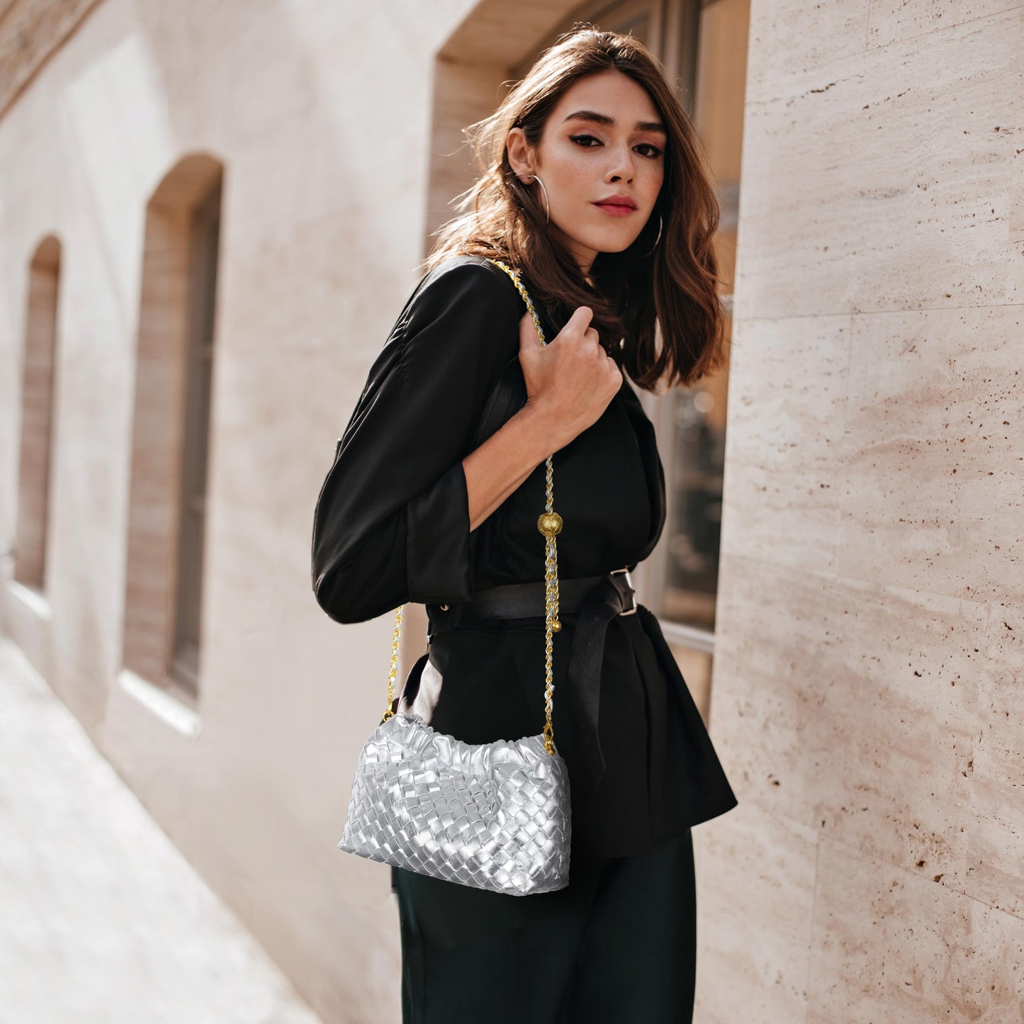 Joryin Woven Women's Crossbody Bag & Evening Purse, Trendy Dumpling Clutch & Hobo Cloud Shoulder Bag Trendy Dumpling Clutch