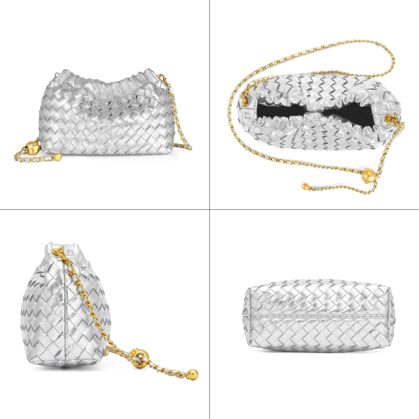 Joryin Woven Women's Crossbody Bag & Evening Purse, Trendy Dumpling Clutch & Hobo Cloud Shoulder Bag Trendy Dumpling Clutch