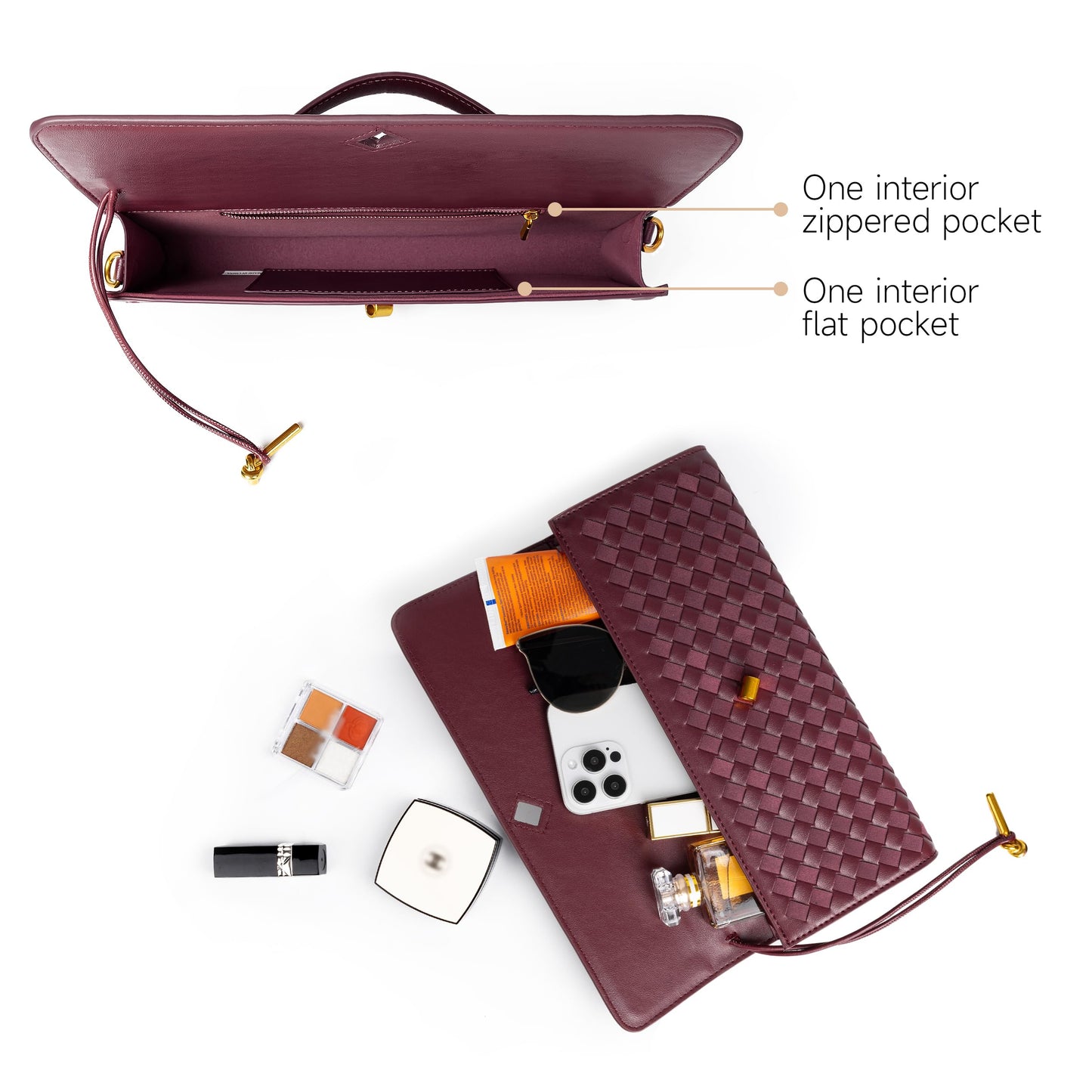 Joryin Woven Purse for Women Evening Clutch Woven Leather & Suede Handbags Crossbody Bag Suede Purse Formal Evening Bag