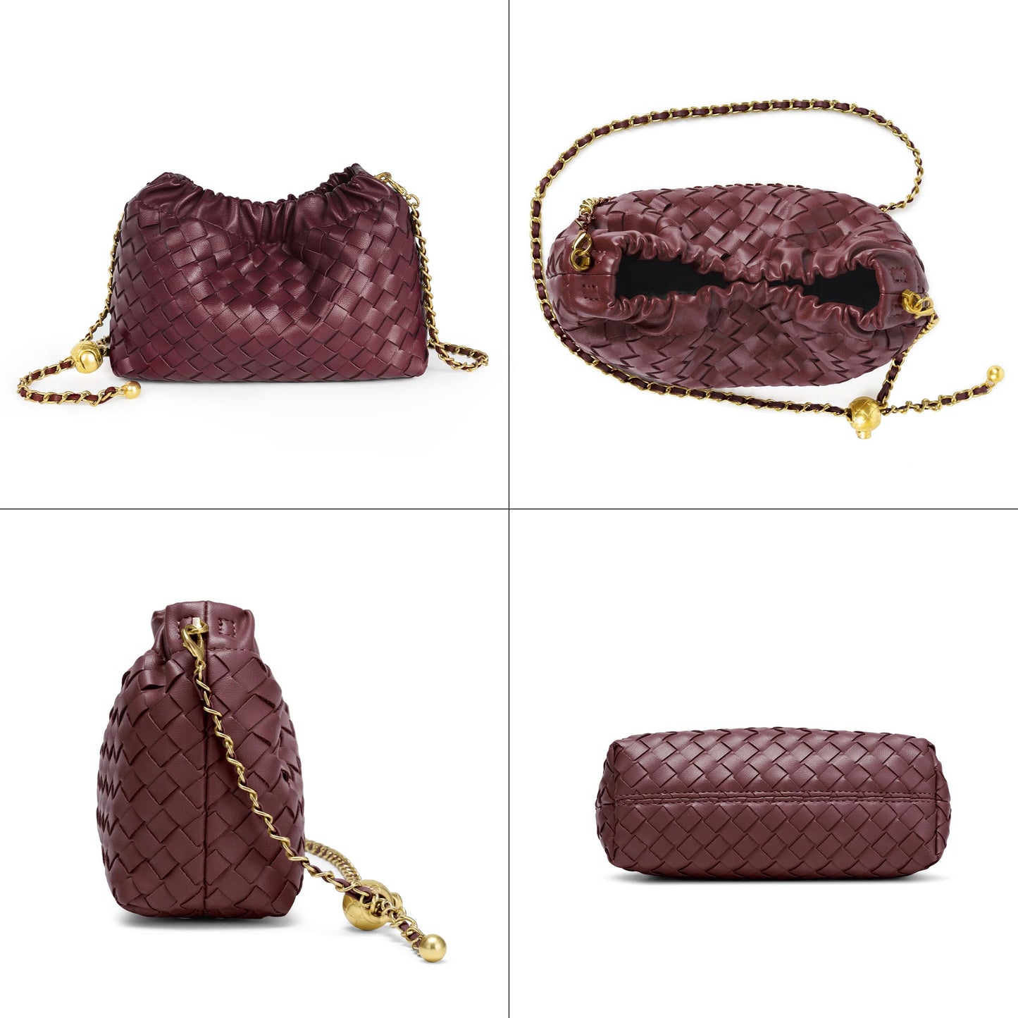 Joryin Woven Women's Crossbody Bag & Evening Purse, Trendy Dumpling Clutch & Hobo Cloud Shoulder Bag Trendy Dumpling Clutch Woven Suede-lightbrown