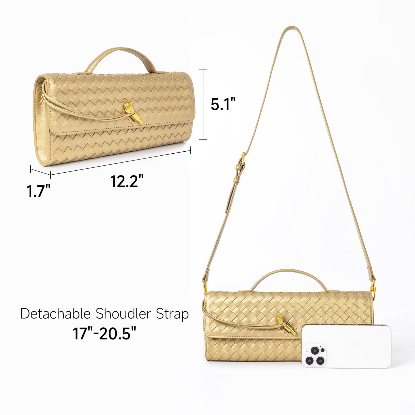 Joryin Woven Purse for Women Evening Clutch Woven Leather Handbags Crossbody Bag Purse Formal Evening Bag, Vegan Leather