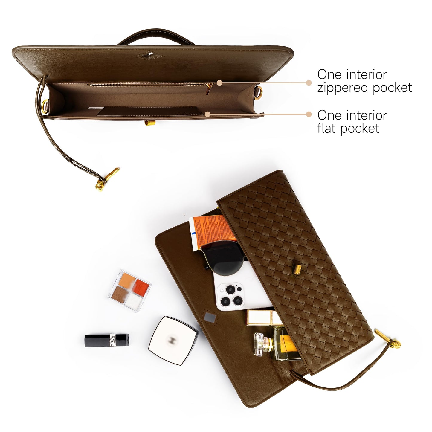 Joryin Woven Purse for Women Evening Clutch Woven Leather Handbags Crossbody Bag Purse Formal Evening Bag, Vegan Leather