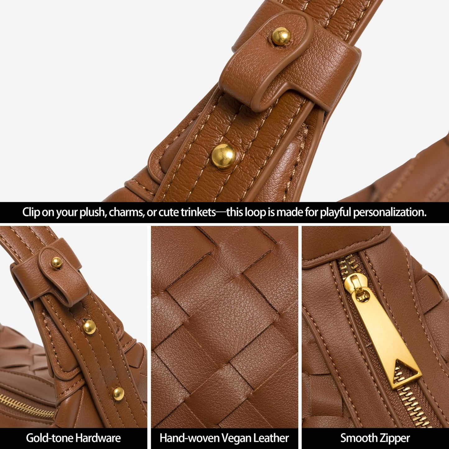 Joryin Woven Shoulder Bag for Women, Woven Purse Crossbody Bag Braided Handbag Top-Handle Vegan Leather Under Arm Bag Black