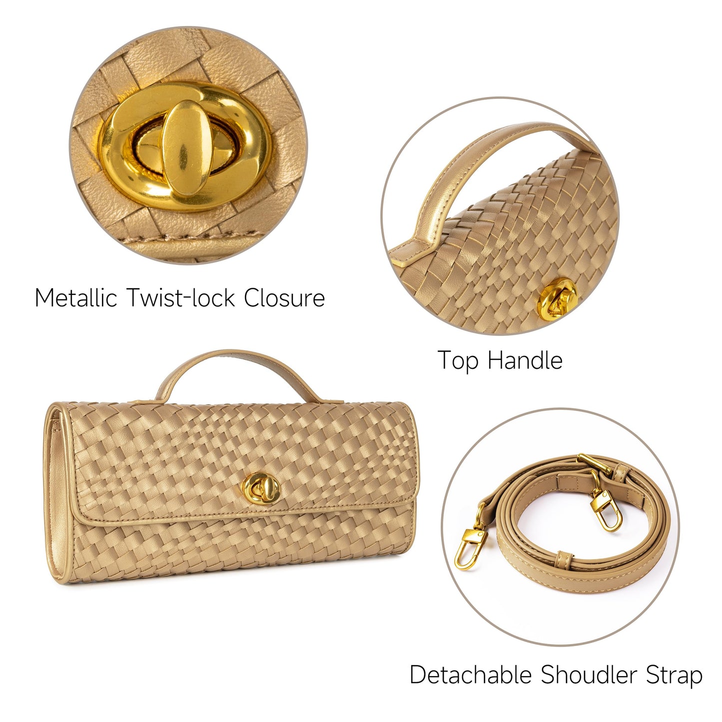 Joryin Woven Purse for Women Evening Clutch Woven Leather & Suede Handbags Crossbody Bag Purse Formal Evening Bag