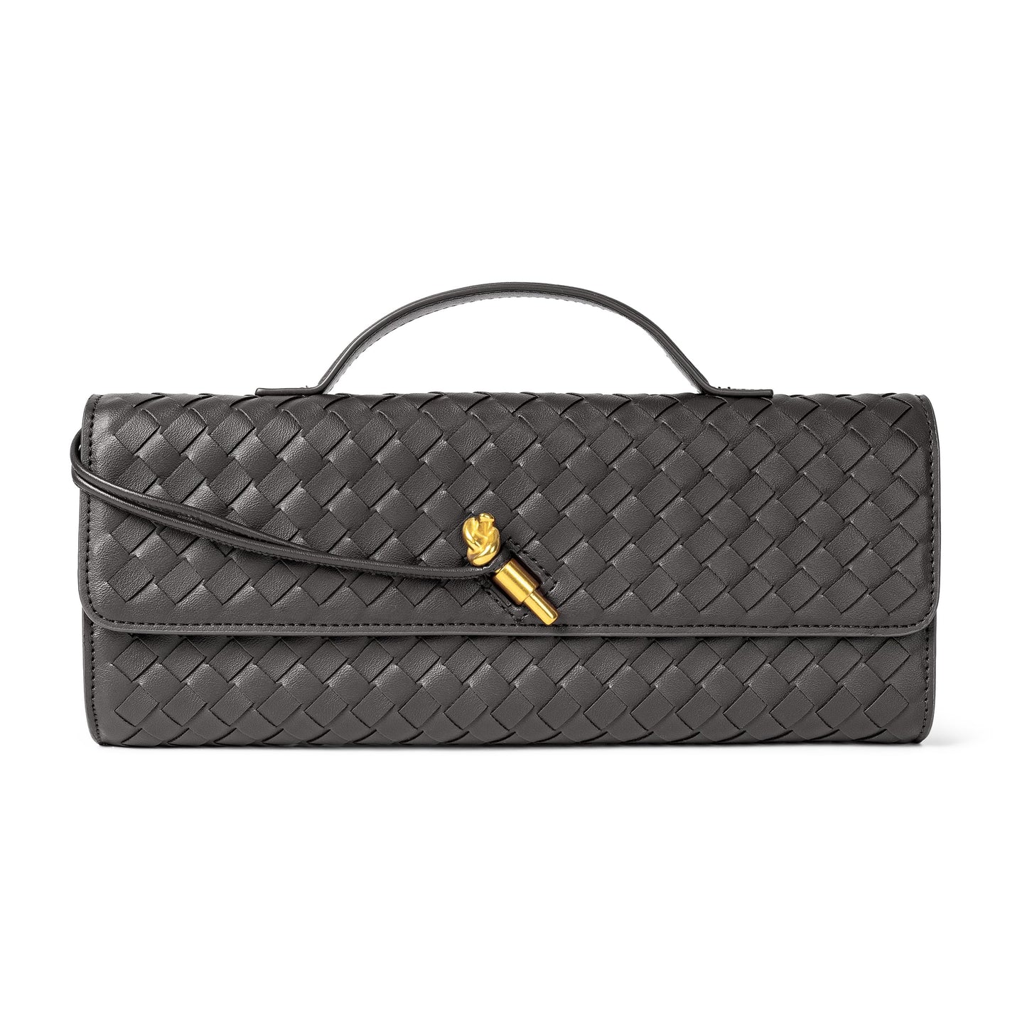 Woven Purse for Women Evening Clutch Woven Leather Handbags Crossbody Bag Formal Evening Bag Charcoal Woven Leather
