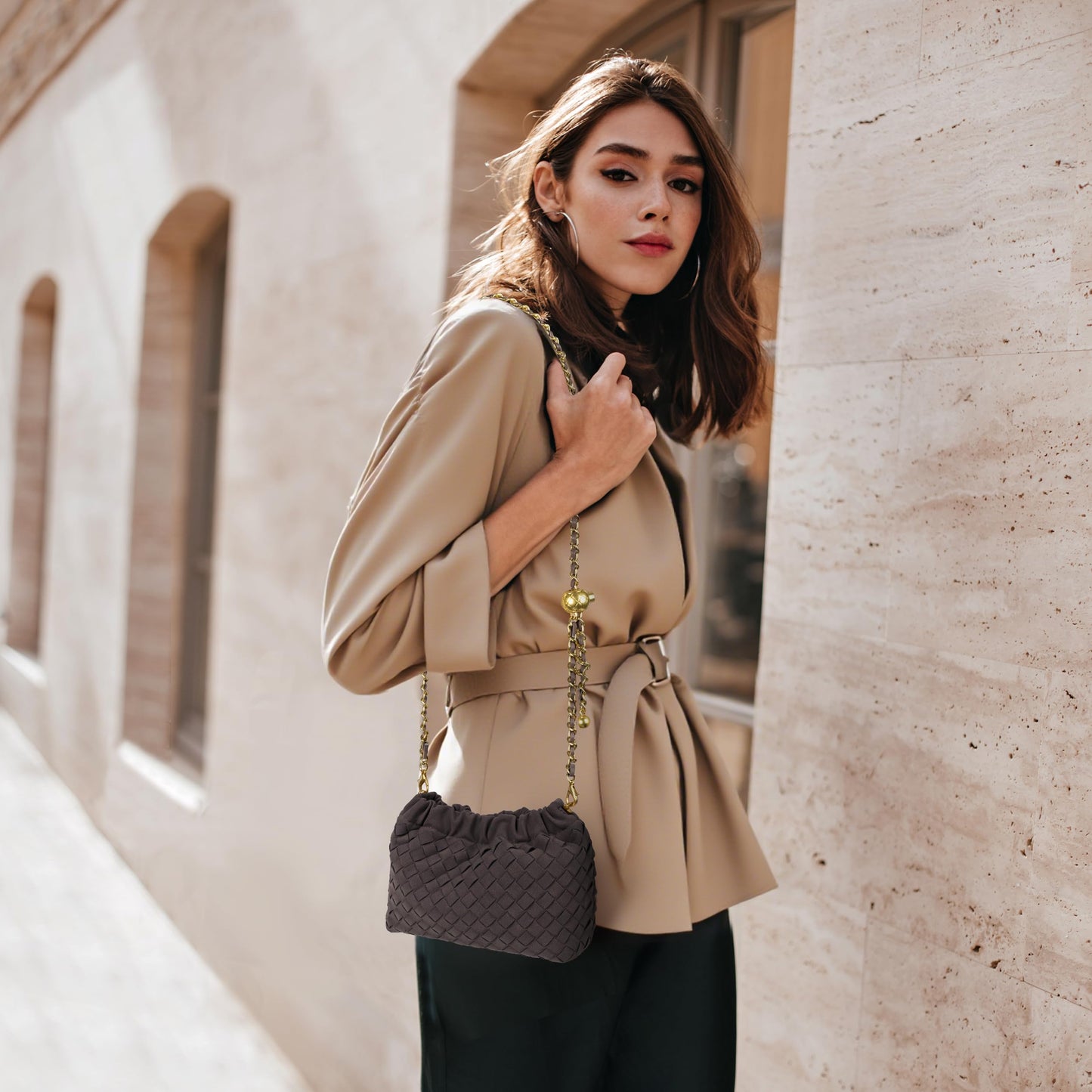 Joryin Woven Women's Crossbody Bag & Evening Purse, Trendy Dumpling Clutch & Hobo Cloud Shoulder Bag Trendy Dumpling Clutch