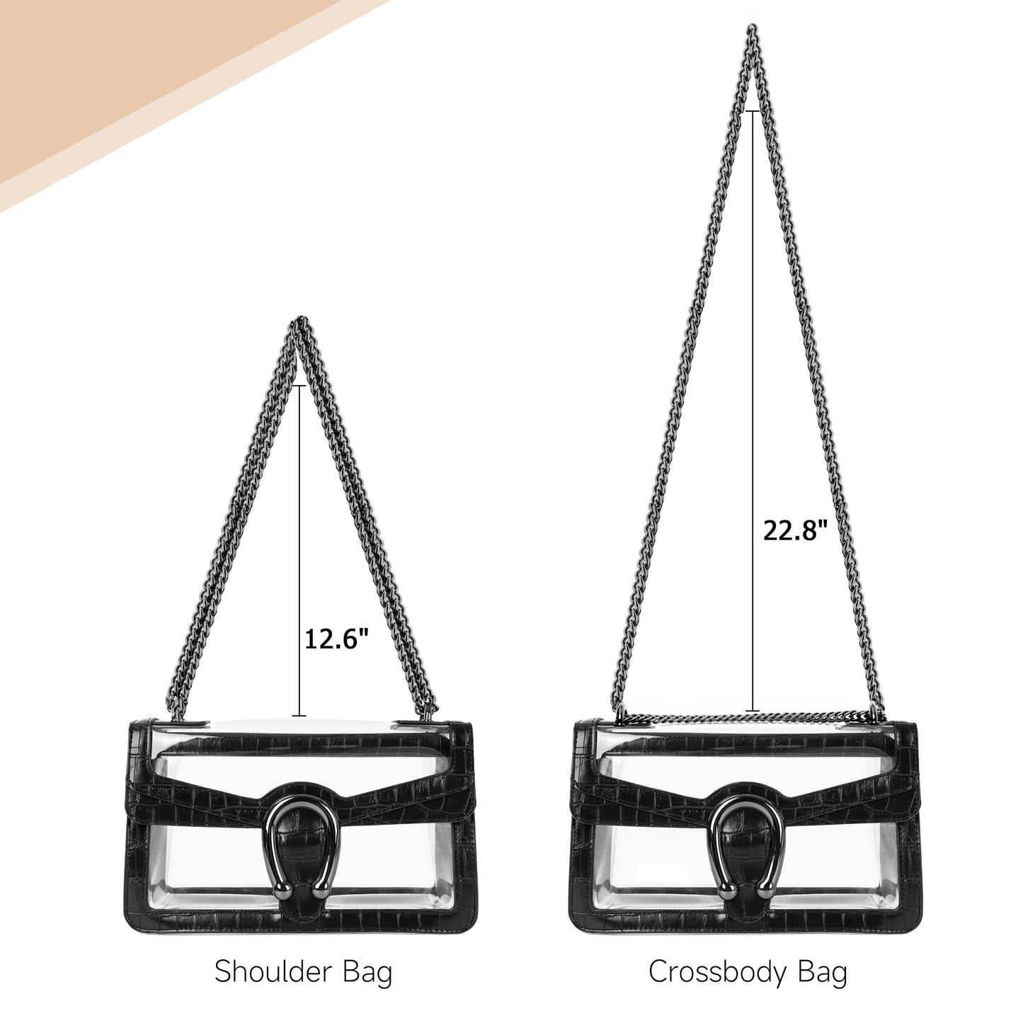 Joryin Women's Stadium Approved Crossbody Bag for Women, Small Clear Bag Shoudler Purse with Chain Strap