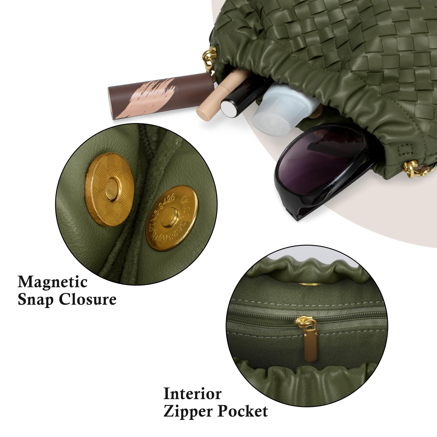 Joryin Woven Women's Crossbody Bag & Evening Purse, Trendy Dumpling Clutch & Hobo Cloud Shoulder Bag Trendy Dumpling Clutch Woven Leather-dark Light Brown