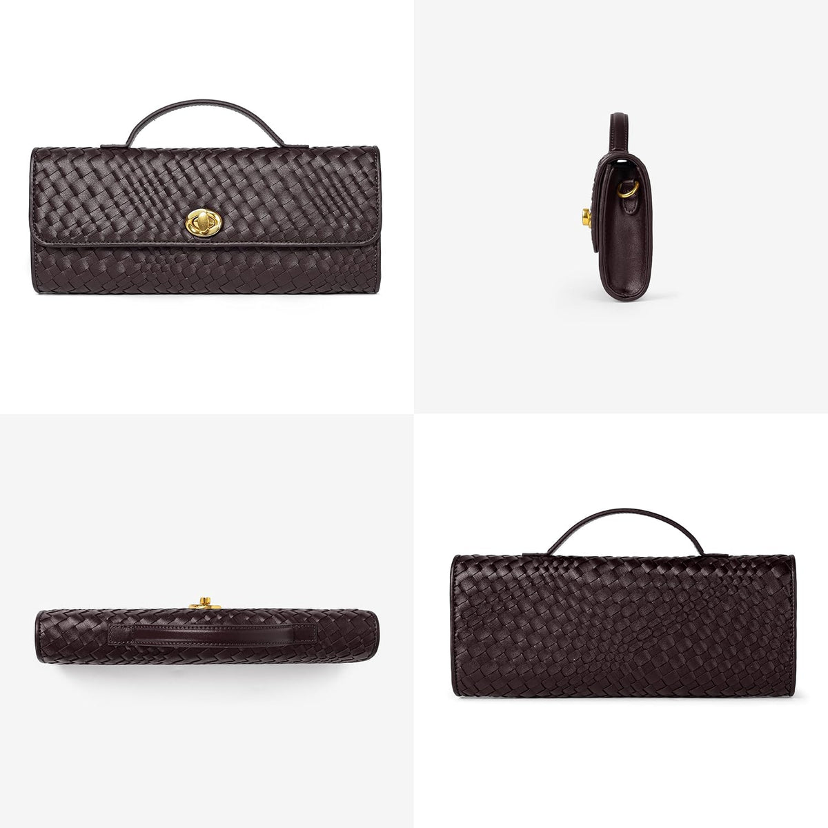 Joryin Woven Purse for Women Evening Clutch Woven Leather & Suede Handbags Crossbody Bag Purse Formal Evening Bag